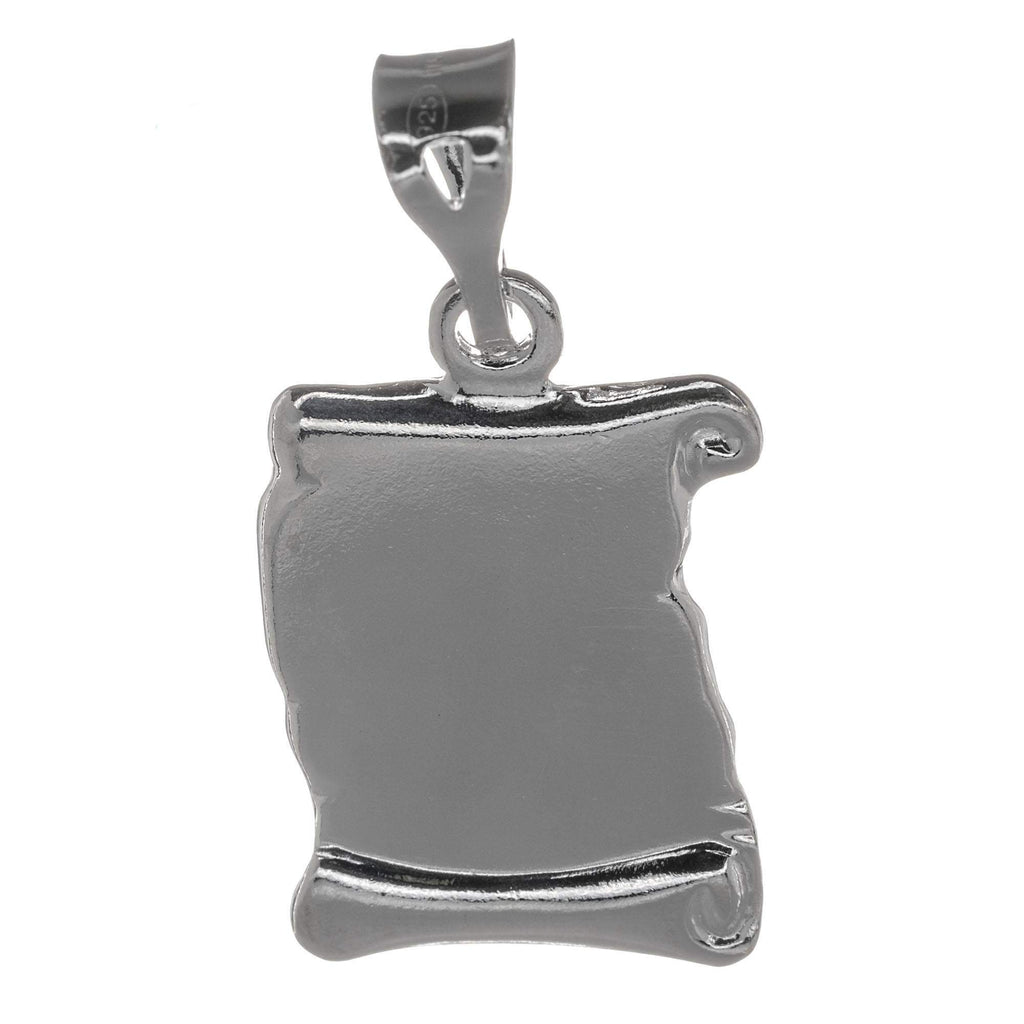 Sterling Silver Personalised Medium 3D Scroll Parchment Pendant Charm