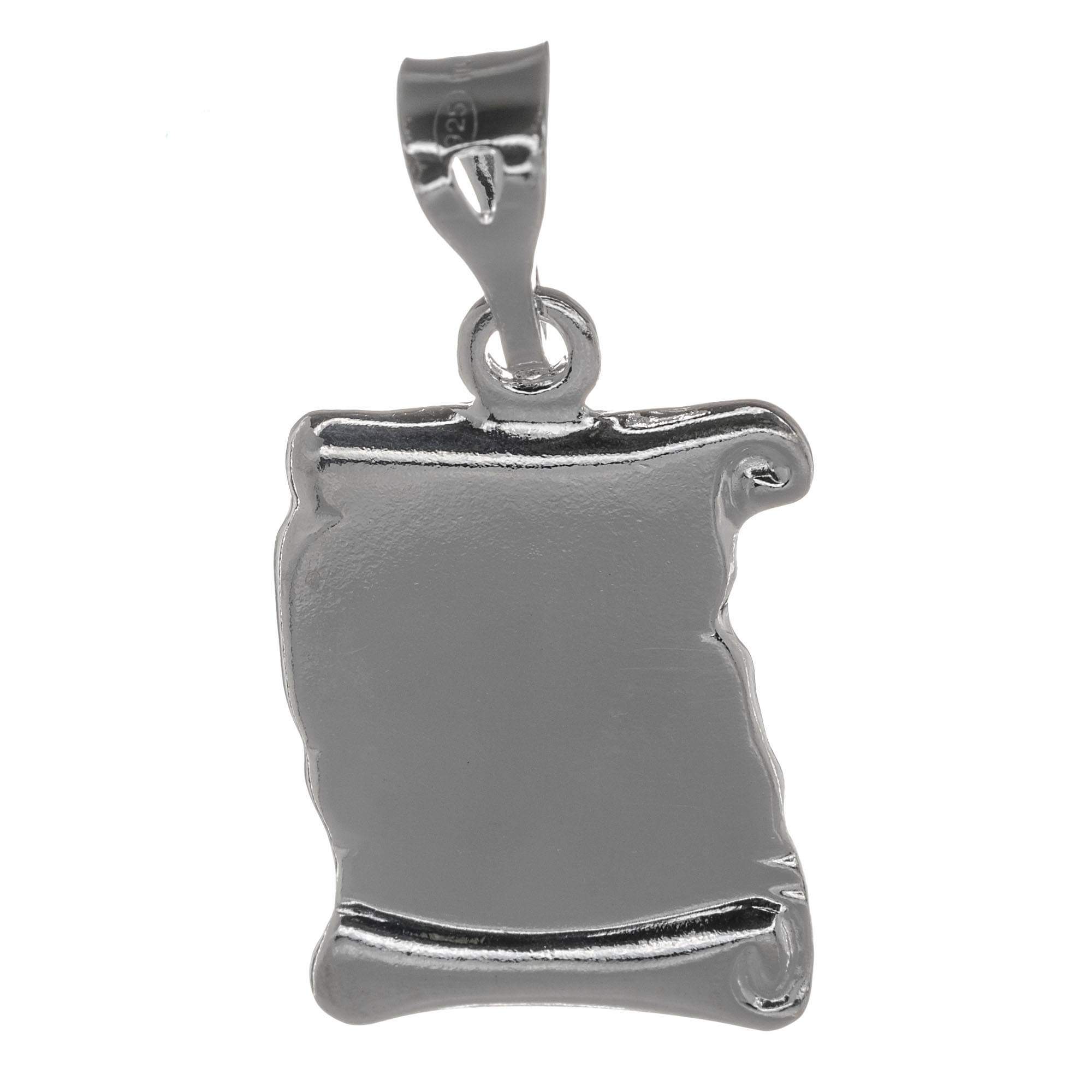 Sterling Silver Personalised Medium 3D Scroll Parchment Pendant Charm