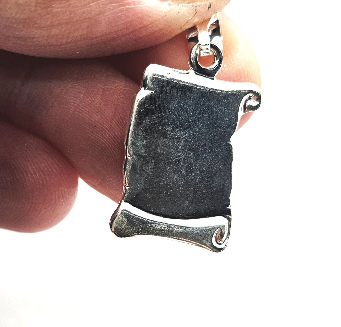 Sterling Silver Personalised Medium 3D Scroll Parchment Pendant Charm