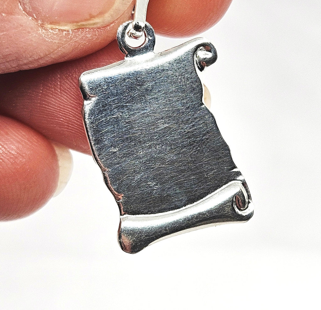 Sterling Silver Personalised Medium 3D Scroll Parchment Pendant Charm