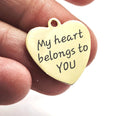 Sterling Silver Gold Plated Personalised Medium Heart Pendant Charm