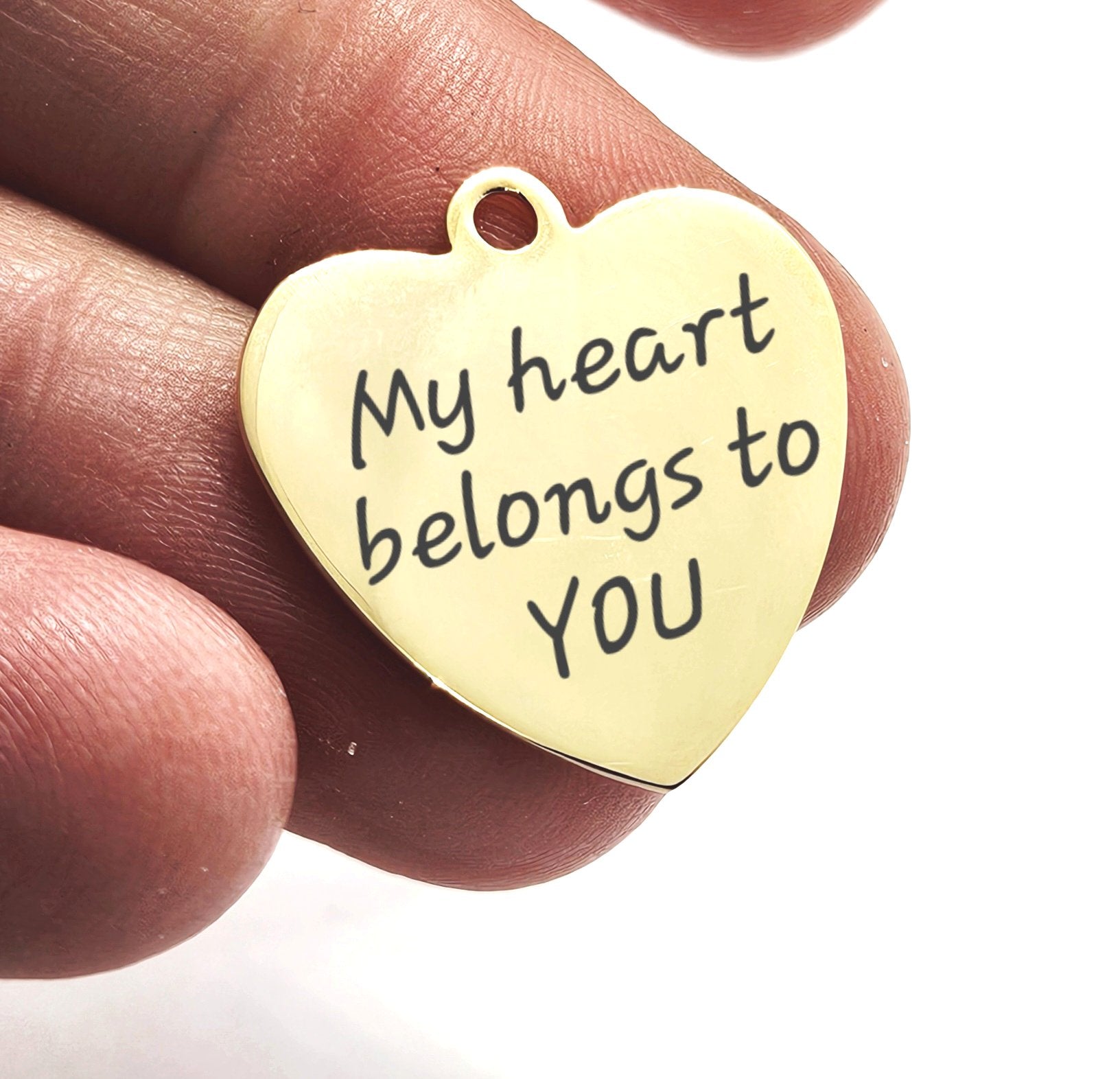 Sterling Silver Gold Plated Personalised Medium Heart Pendant Charm