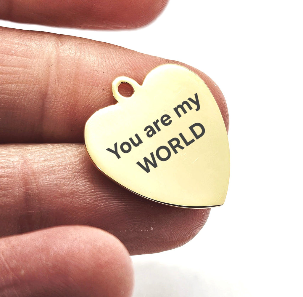Sterling Silver Gold Plated Personalised Medium Heart Pendant Charm