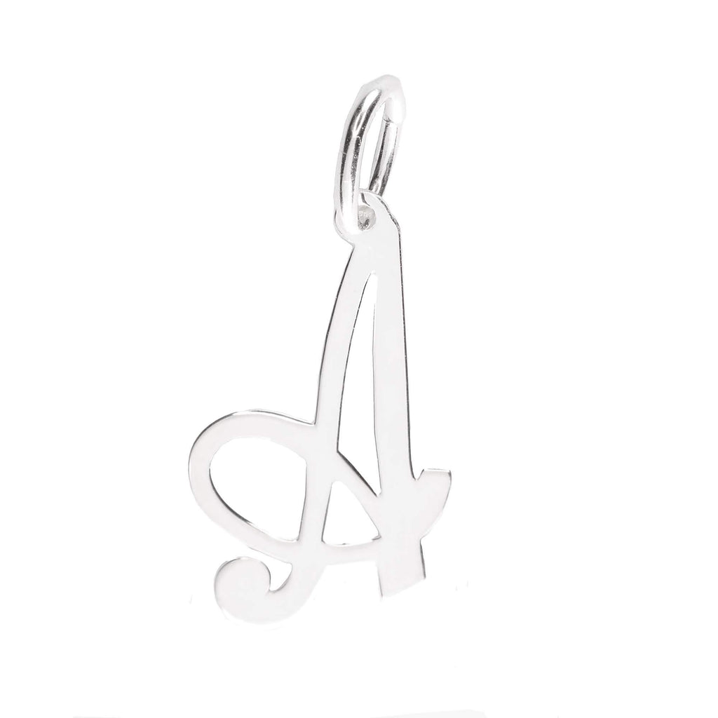 925 Sterling Silver Alphabet Initial Letter Large Script Pendant Charm