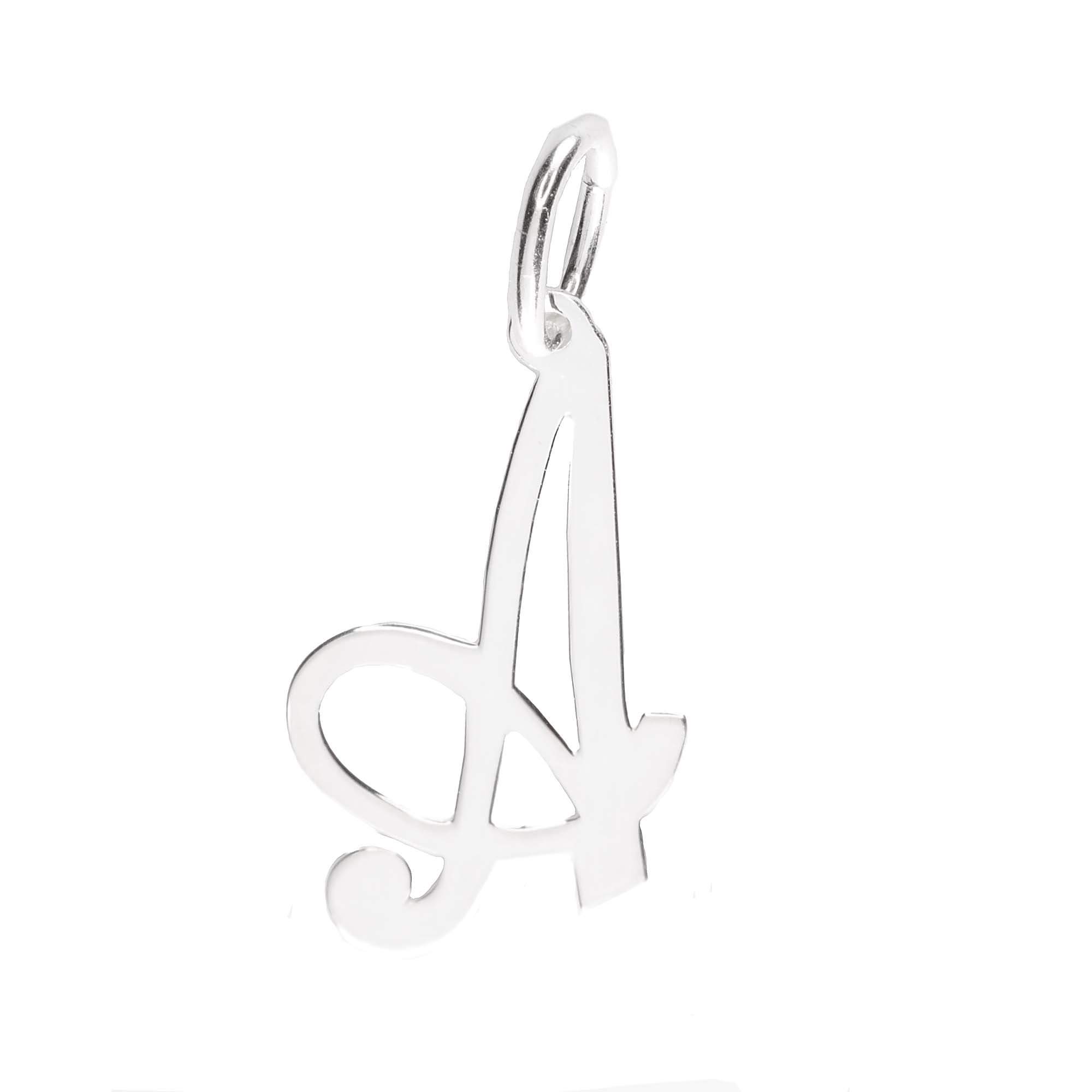 925 Sterling Silver Alphabet Initial Letter Large Script Pendant Charm