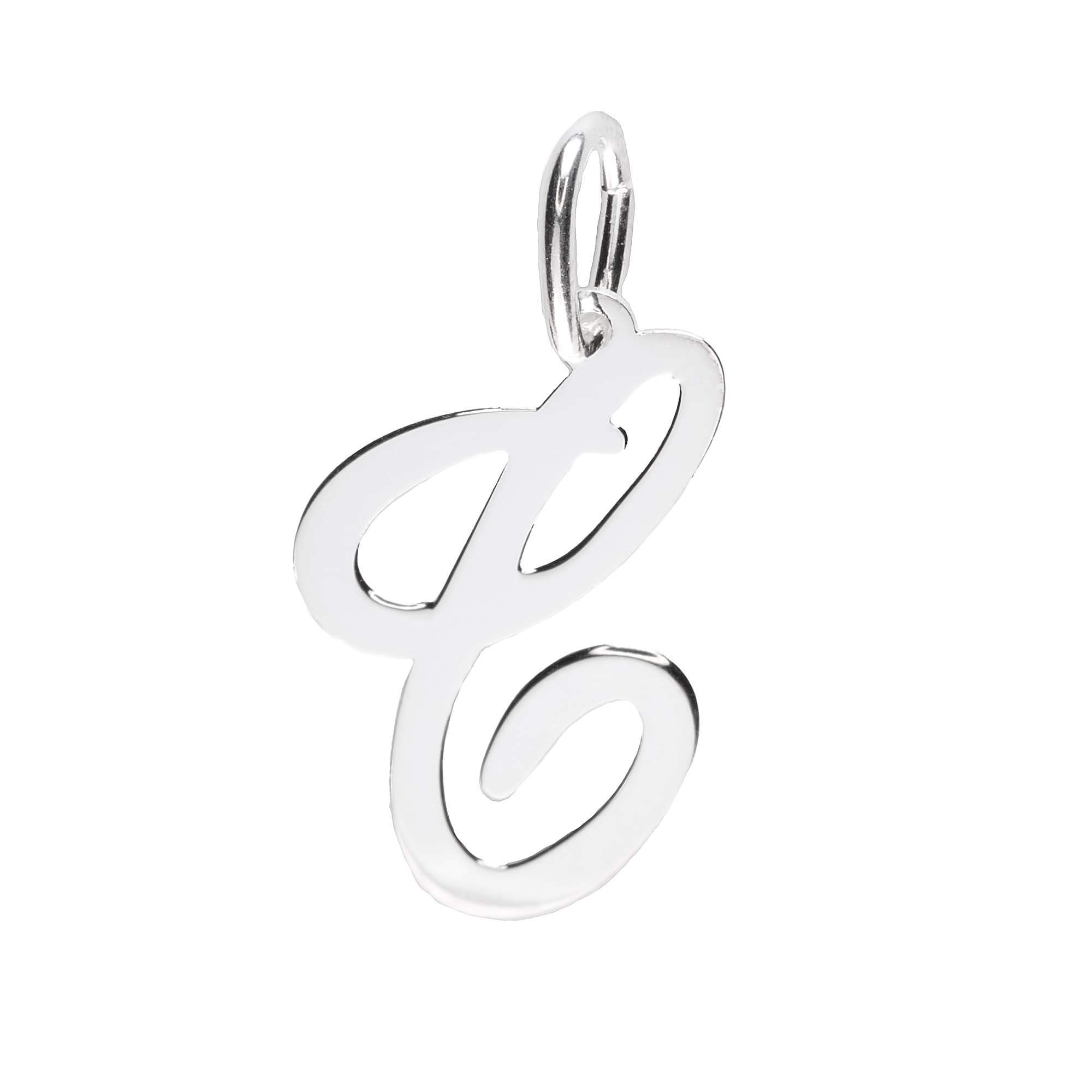 925 Sterling Silver Alphabet Initial Letter Large Script Pendant Charm