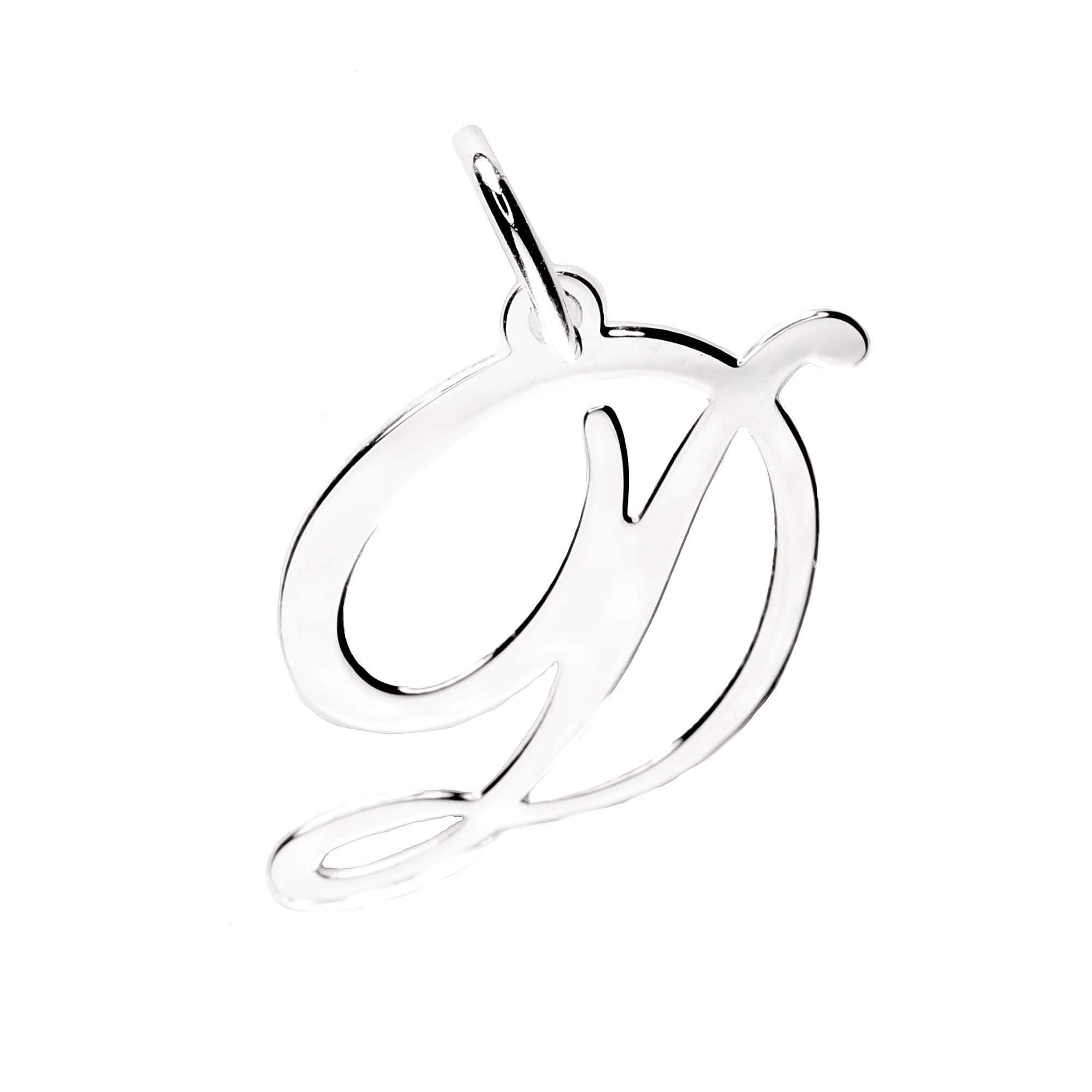 925 Sterling Silver Alphabet Initial Letter Large Script Pendant Charm