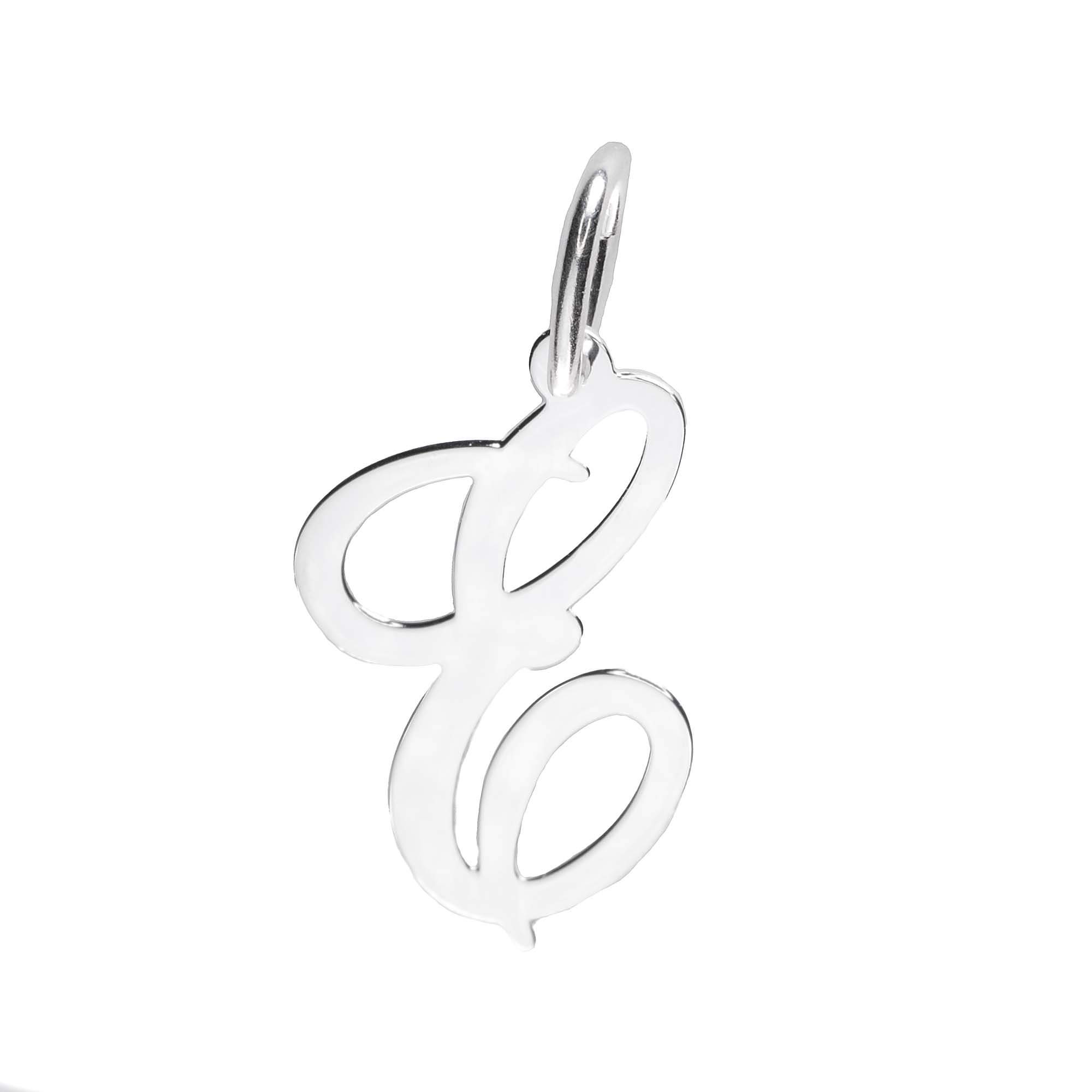 925 Sterling Silver Alphabet Initial Letter Large Script Pendant Charm