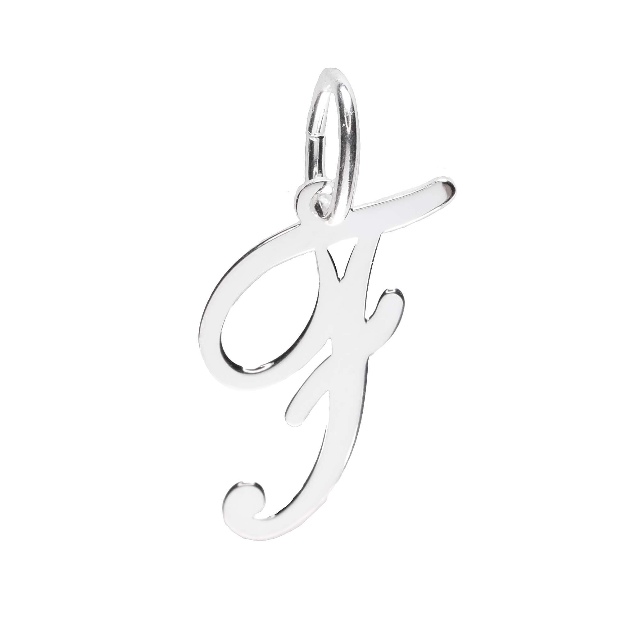 925 Sterling Silver Alphabet Initial Letter Large Script Pendant Charm