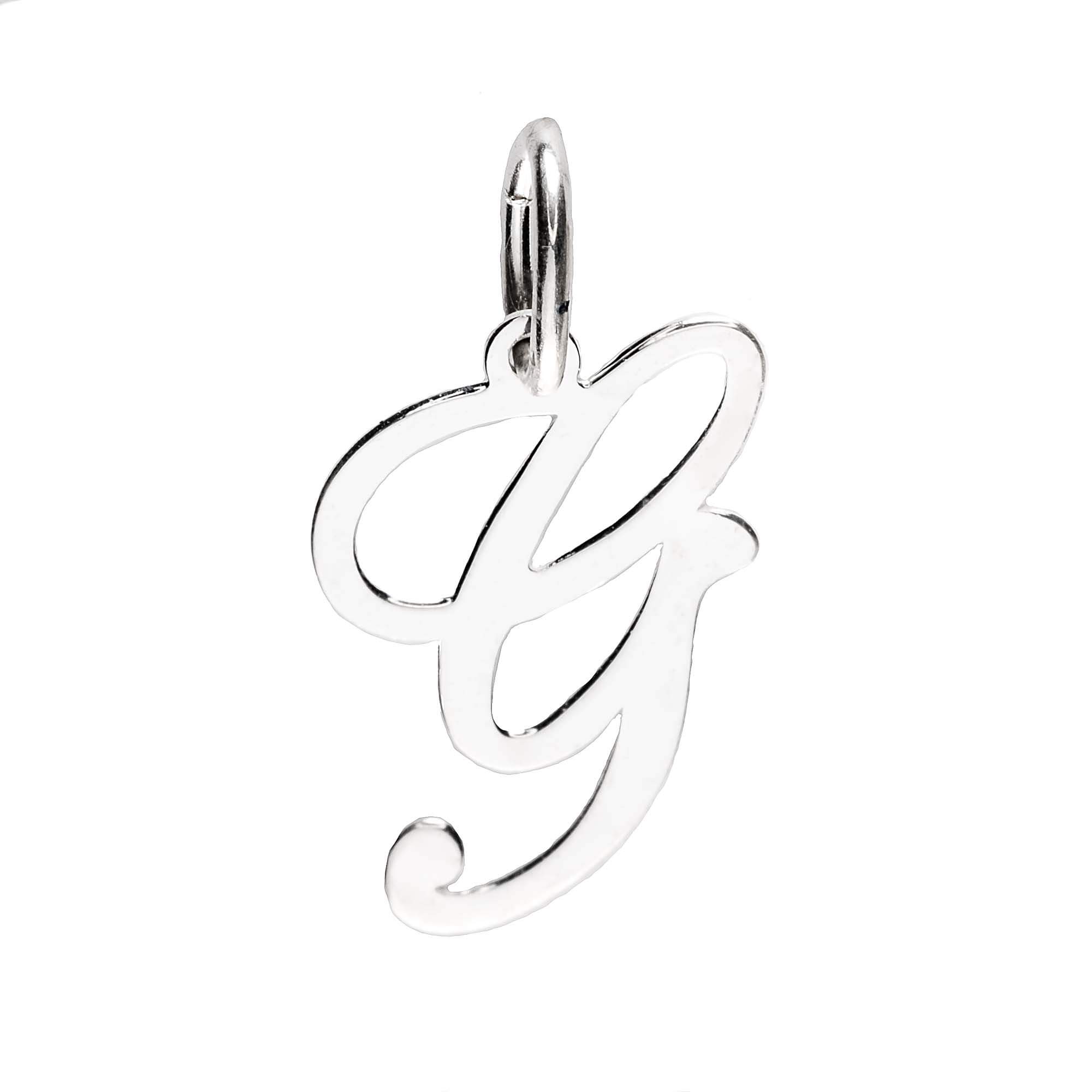 925 Sterling Silver Alphabet Initial Letter Large Script Pendant Charm