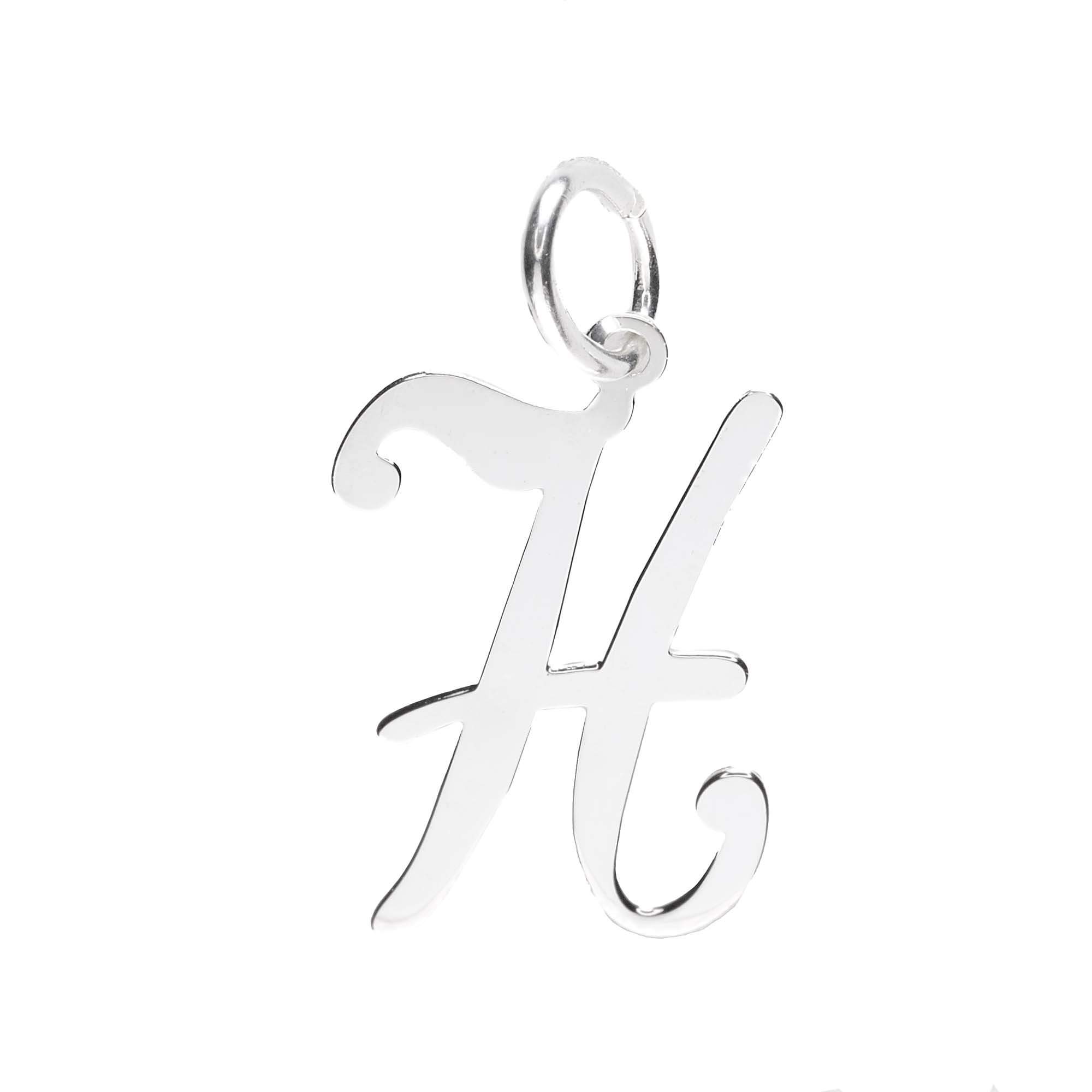 925 Sterling Silver Alphabet Initial Letter Large Script Pendant Charm