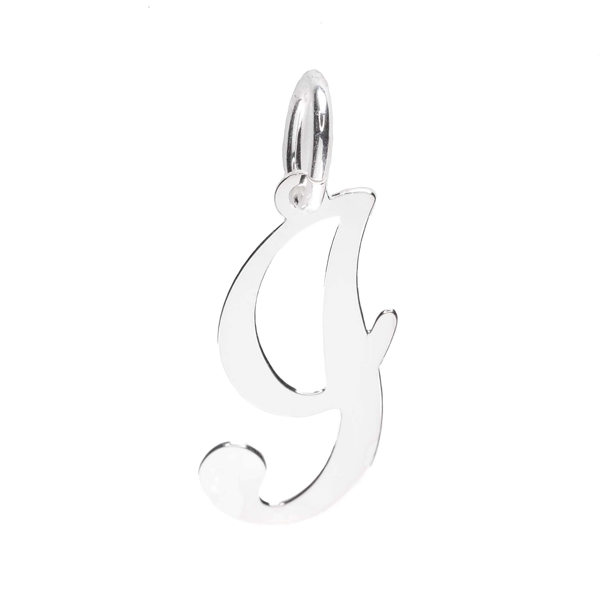 925 Sterling Silver Alphabet Initial Letter Large Script Pendant Charm