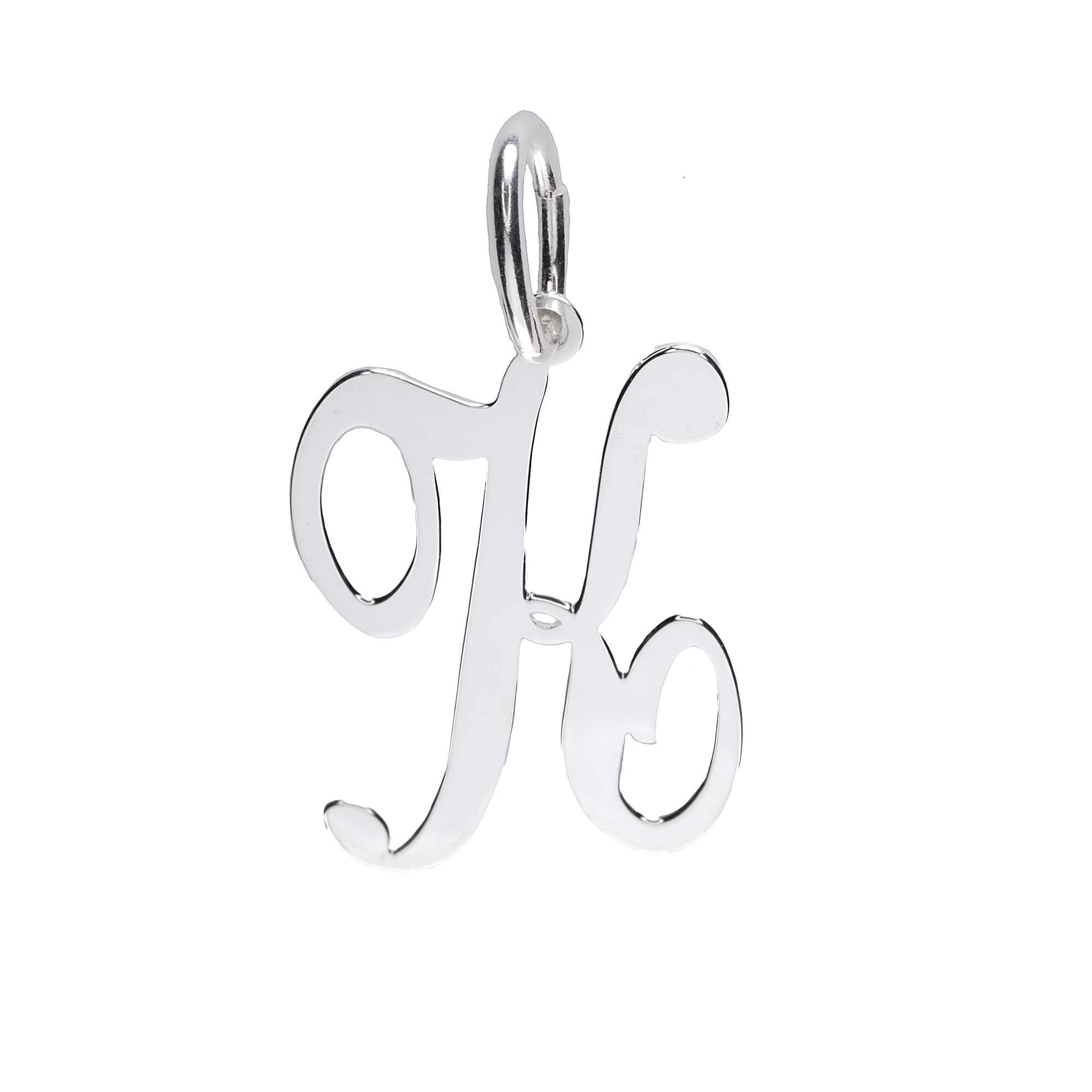 925 Sterling Silver Alphabet Initial Letter Large Script Pendant Charm