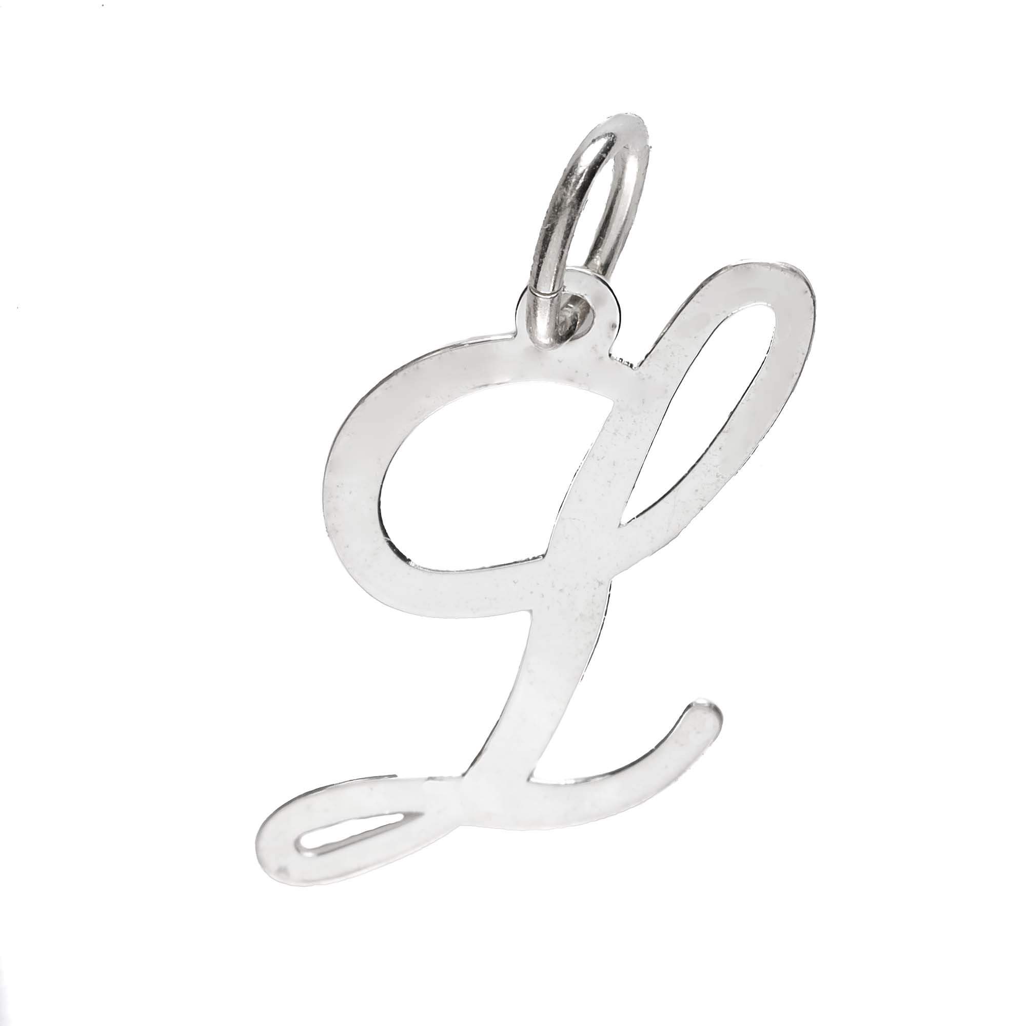 925 Sterling Silver Alphabet Initial Letter Large Script Pendant Charm