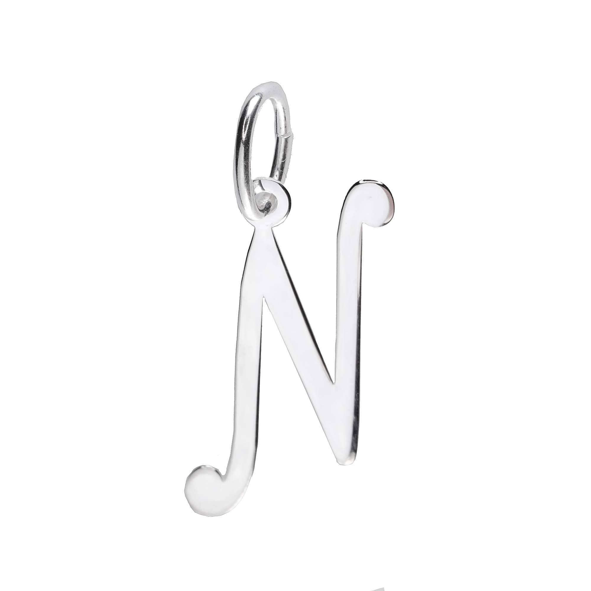 925 Sterling Silver Alphabet Initial Letter Large Script Pendant Charm