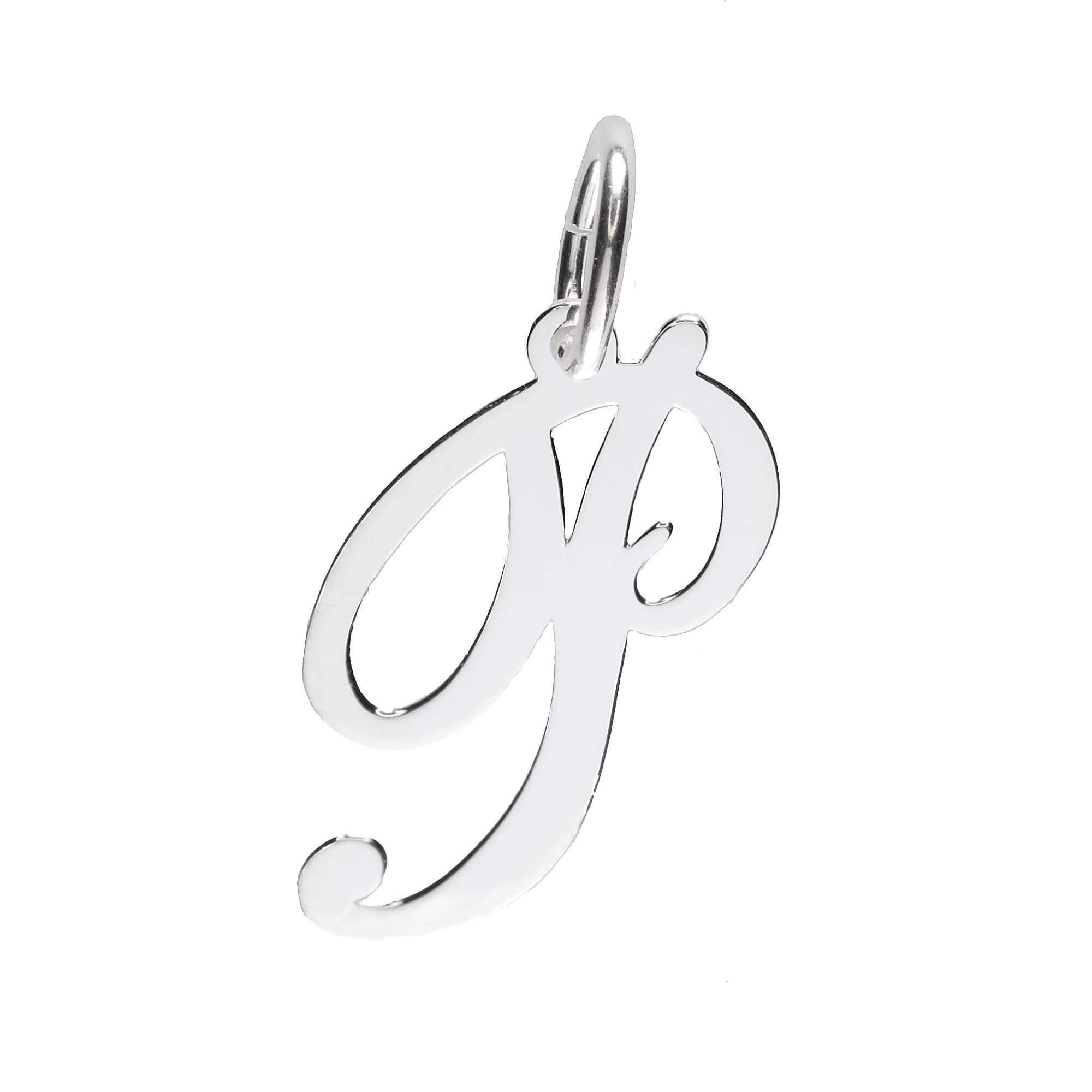 925 Sterling Silver Alphabet Initial Letter Large Script Pendant Charm