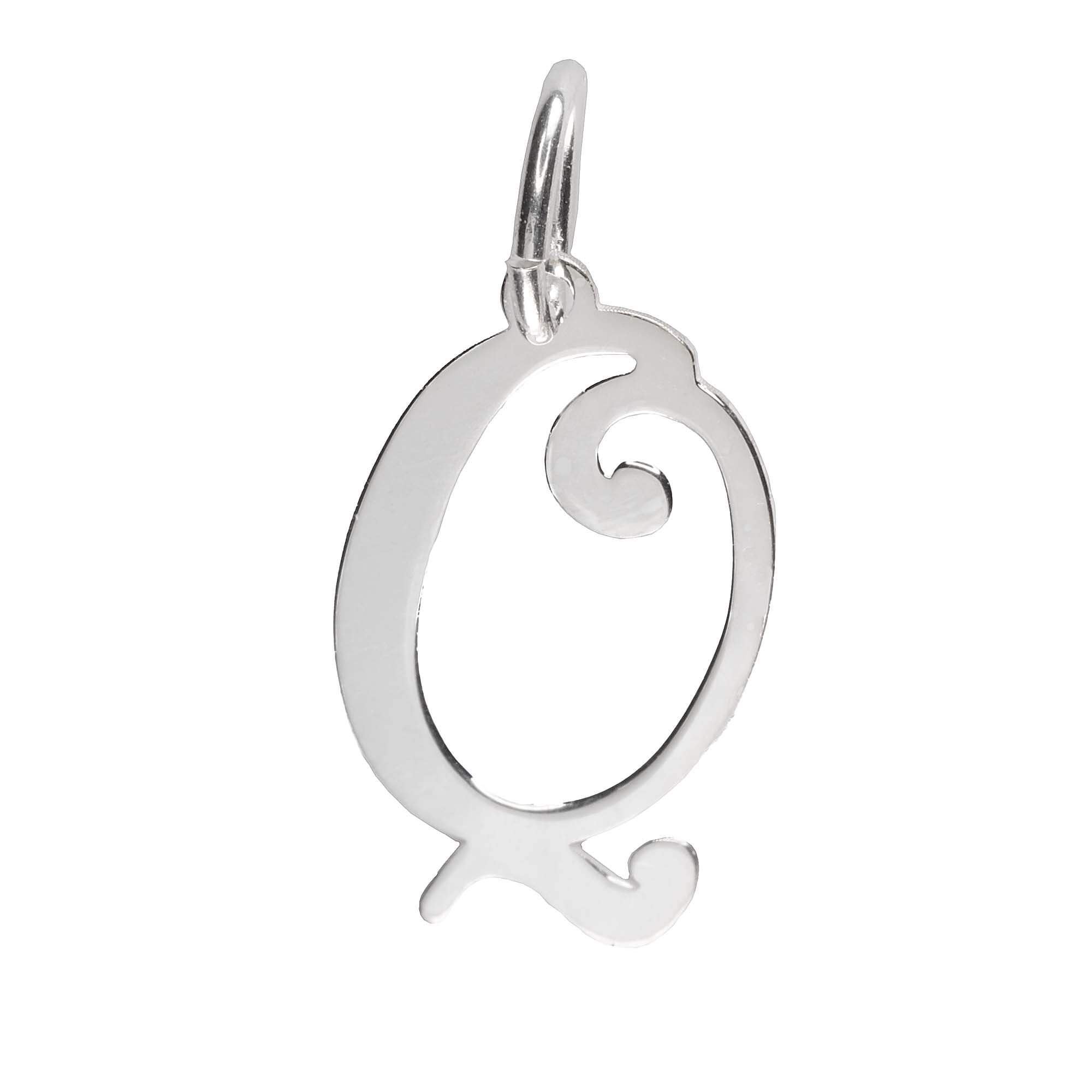 925 Sterling Silver Alphabet Initial Letter Large Script Pendant Charm
