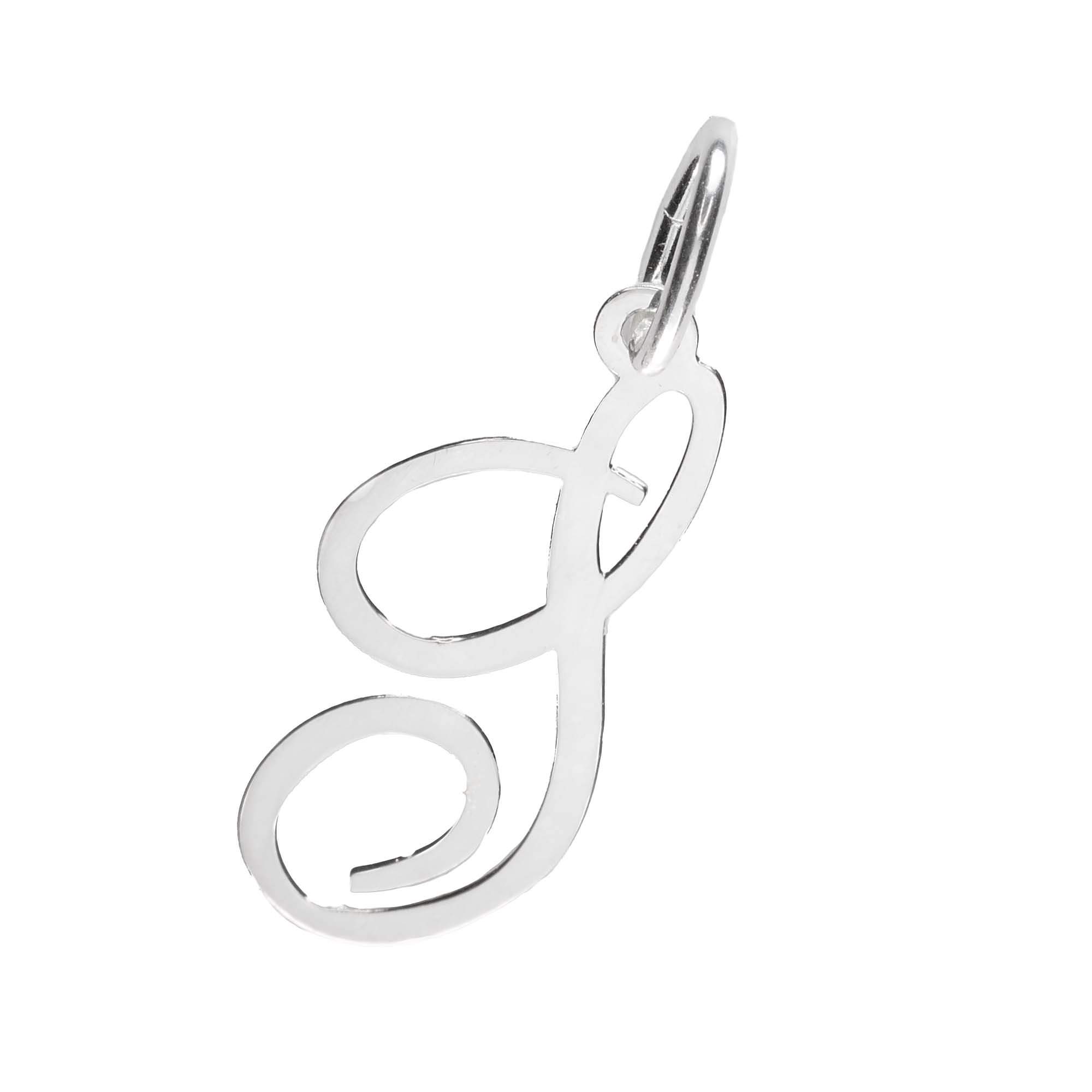 925 Sterling Silver Alphabet Initial Letter Large Script Pendant Charm