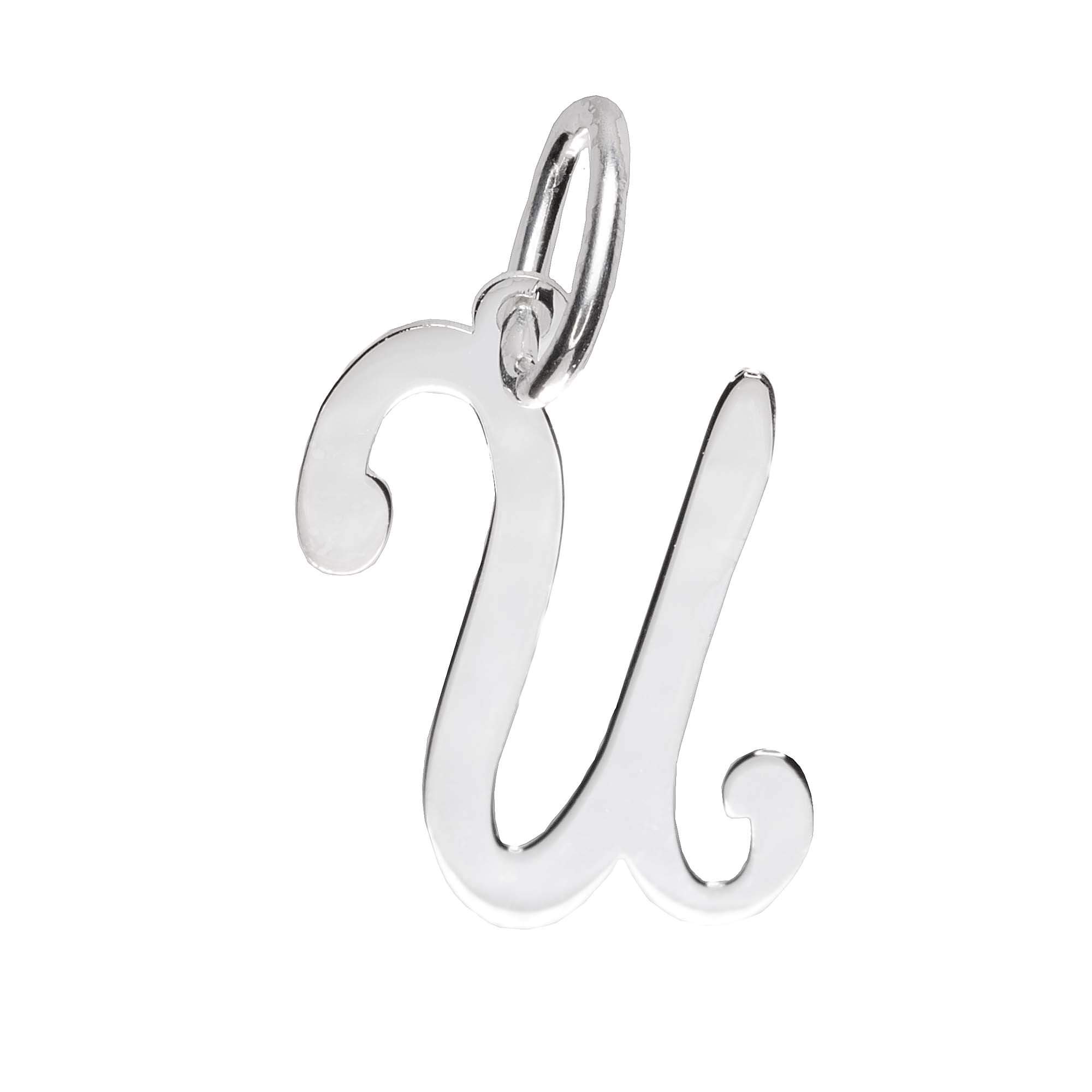 925 Sterling Silver Alphabet Initial Letter Large Script Pendant Charm