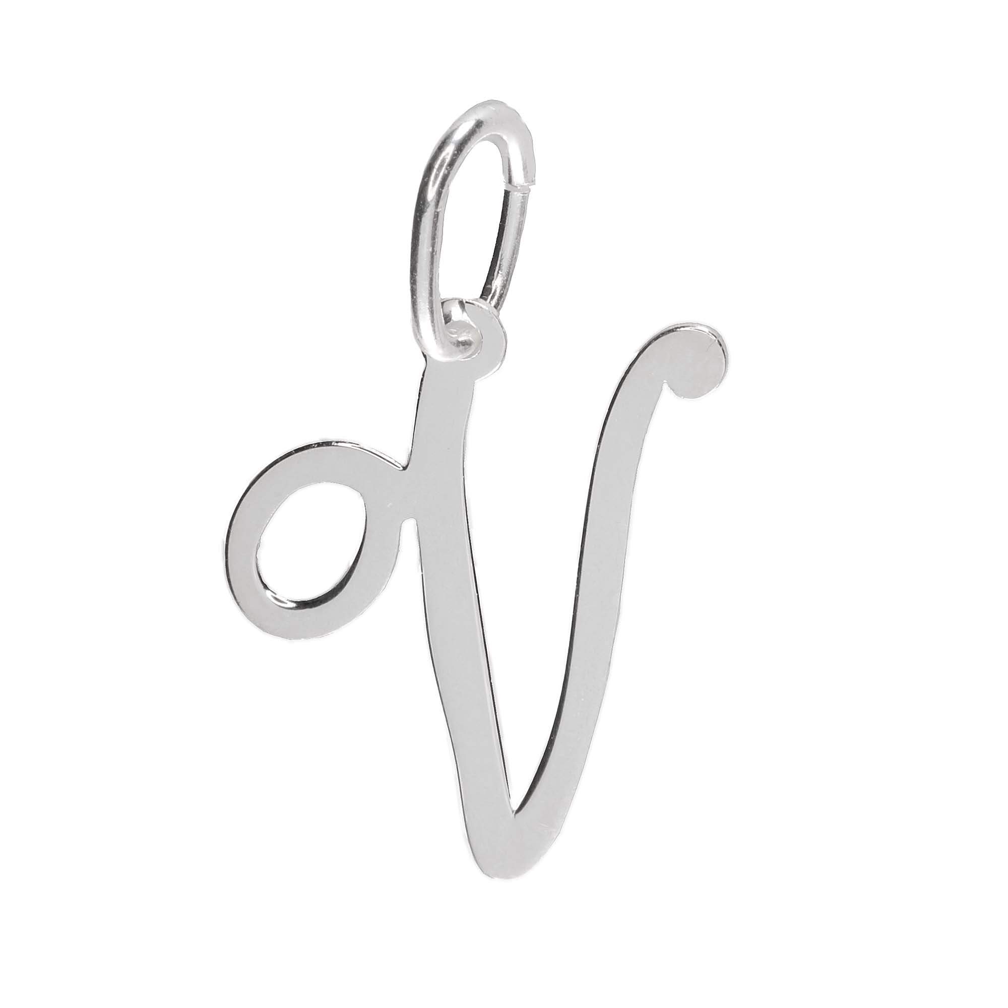 925 Sterling Silver Alphabet Initial Letter Large Script Pendant Charm