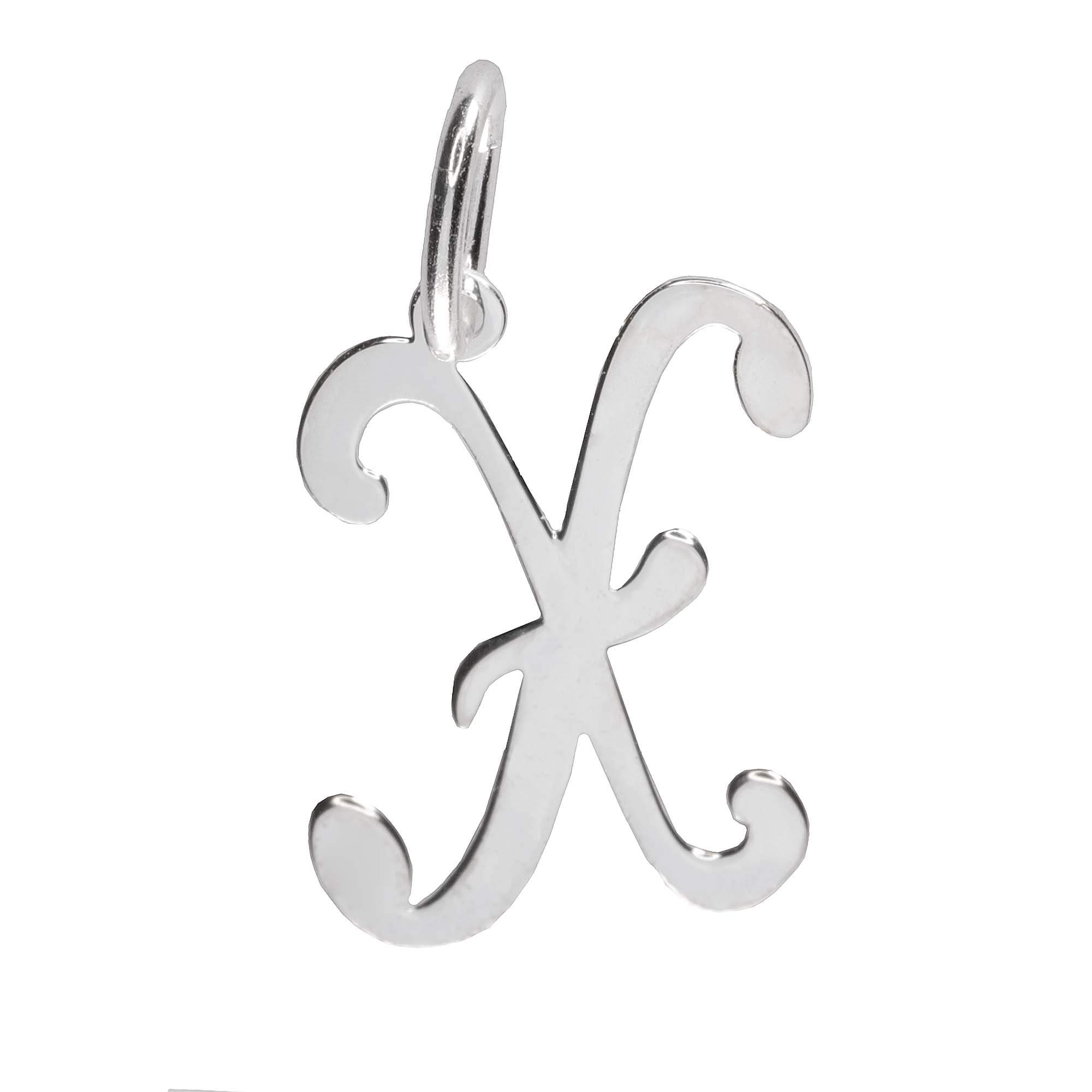 925 Sterling Silver Alphabet Initial Letter Large Script Pendant Charm