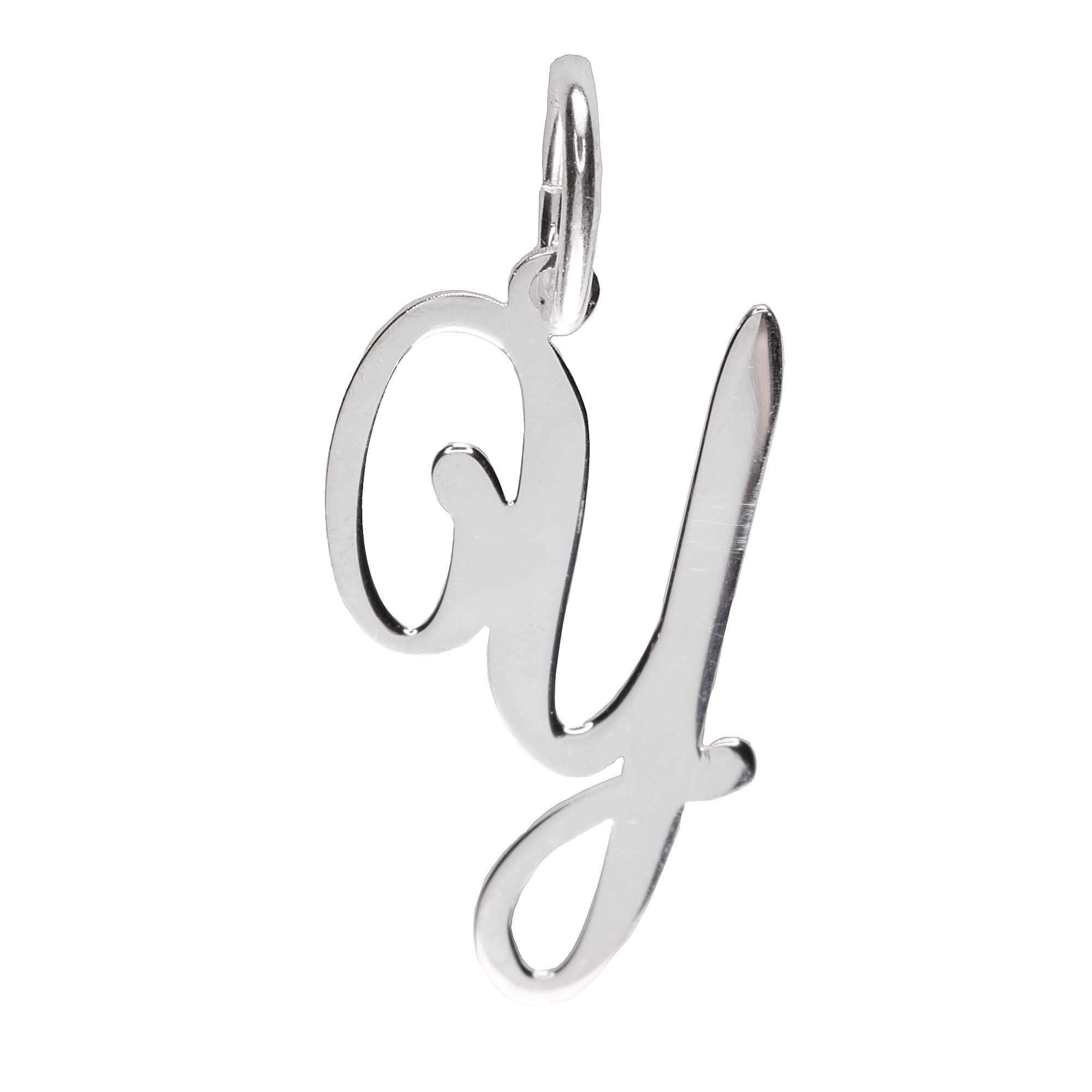 925 Sterling Silver Alphabet Initial Letter Large Script Pendant Charm