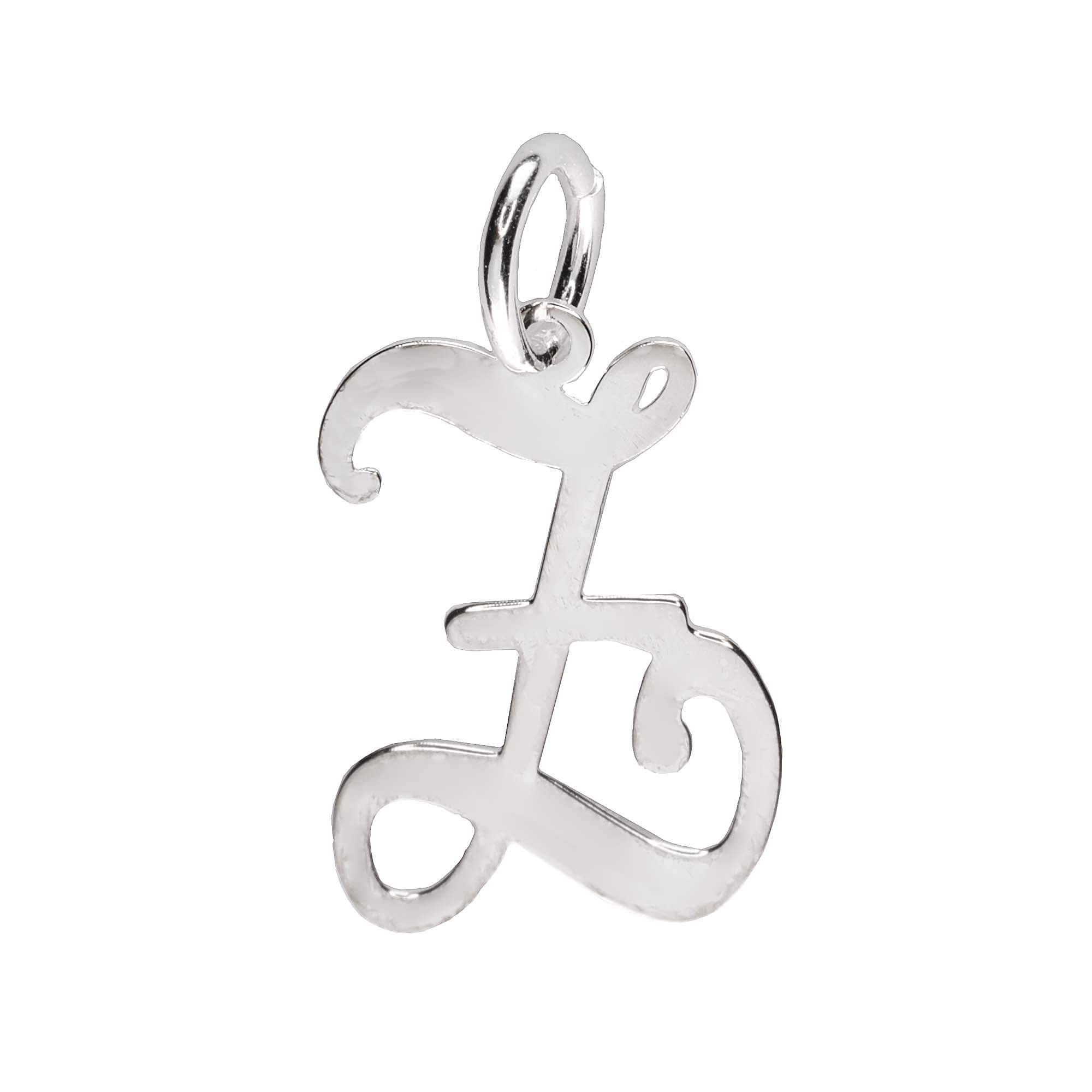 925 Sterling Silver Alphabet Initial Letter Large Script Pendant Charm