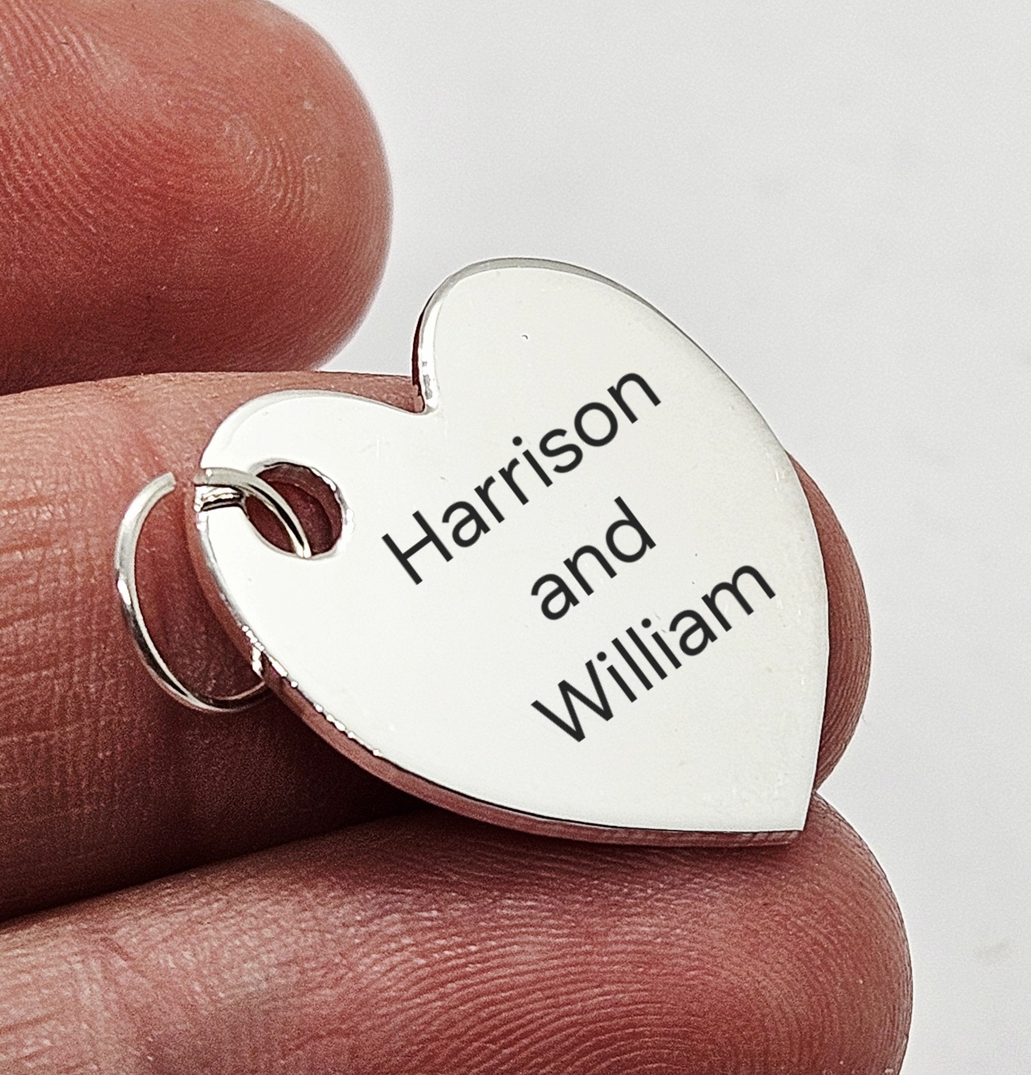 Sterling Silver Personalised Medium Heart Pendant Charm