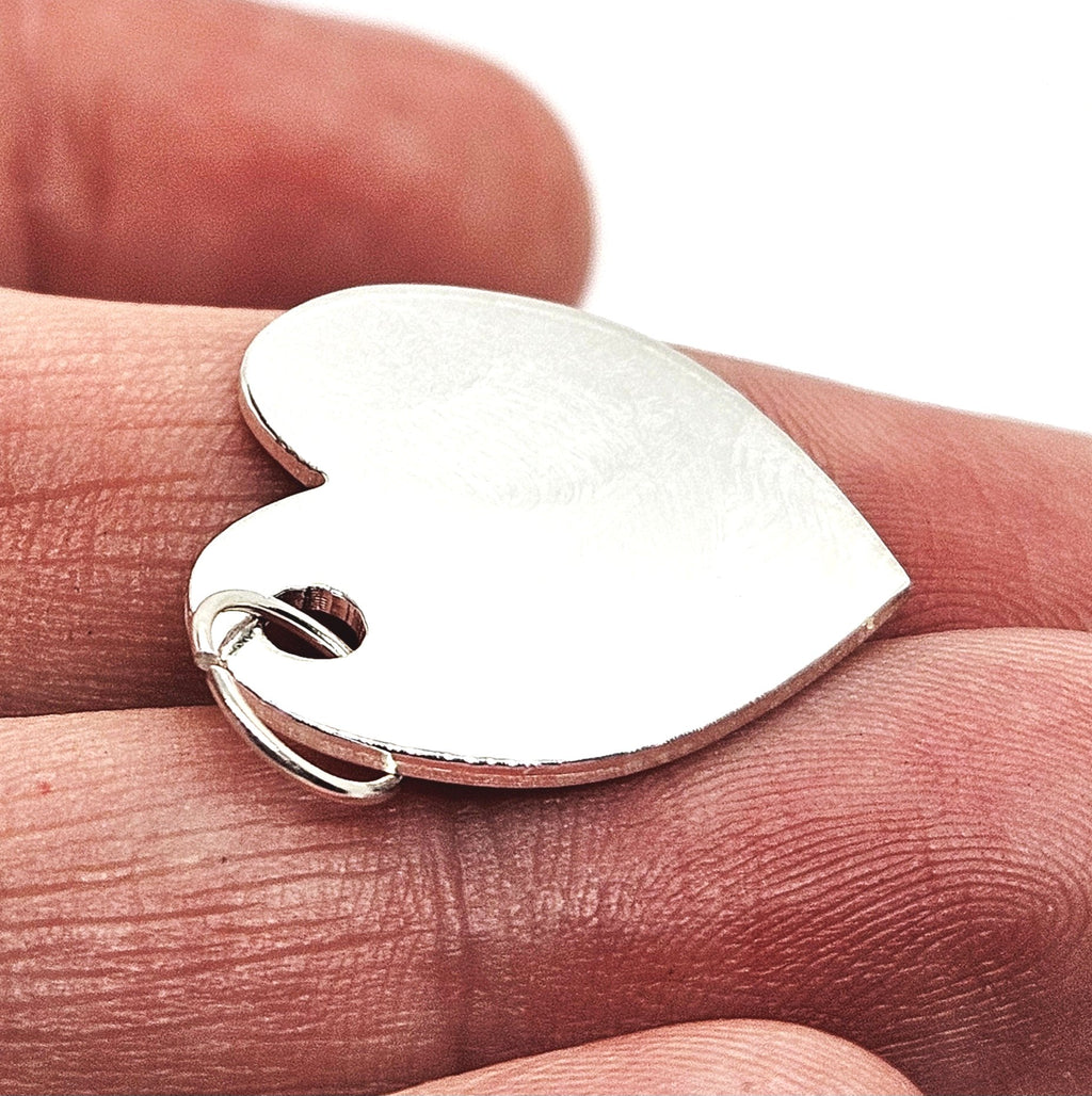 Sterling Silver Personalised Medium Heart Pendant Charm