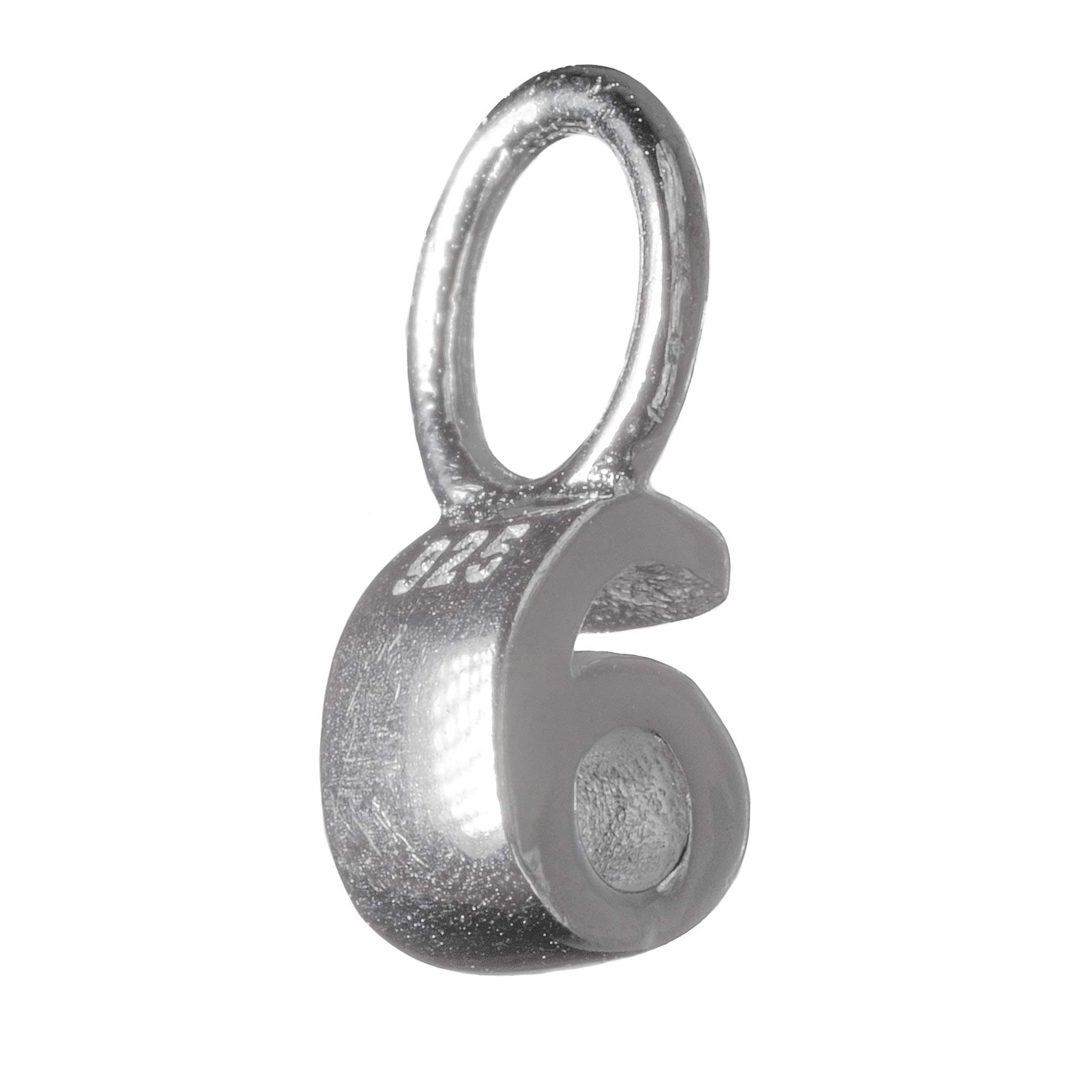 925 Sterling Silver Number Digit Pendant Charm