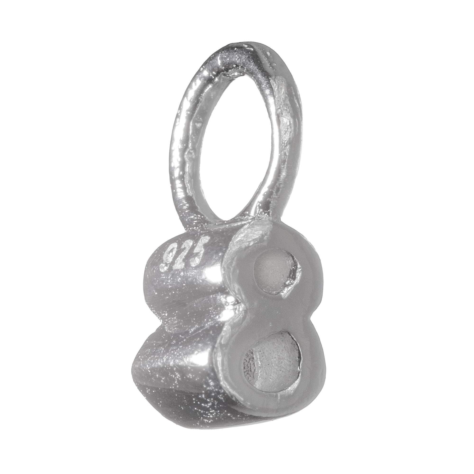 925 Sterling Silver Number Digit Pendant Charm