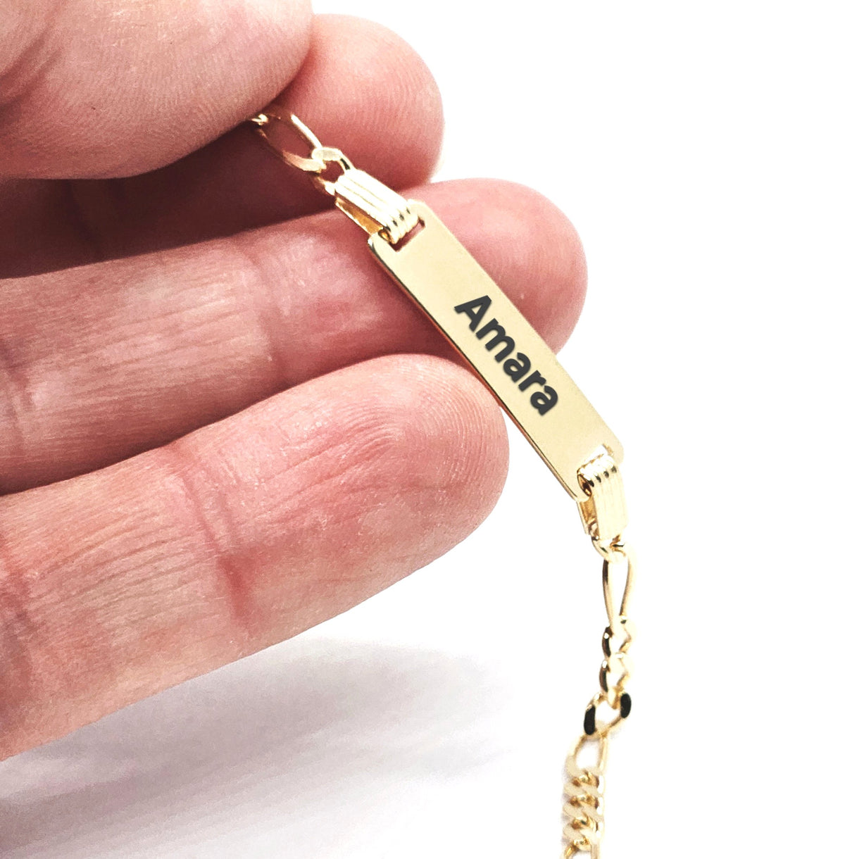 Sterling Silver Ladies Personalised ID Figaro Bracelet - 3mm