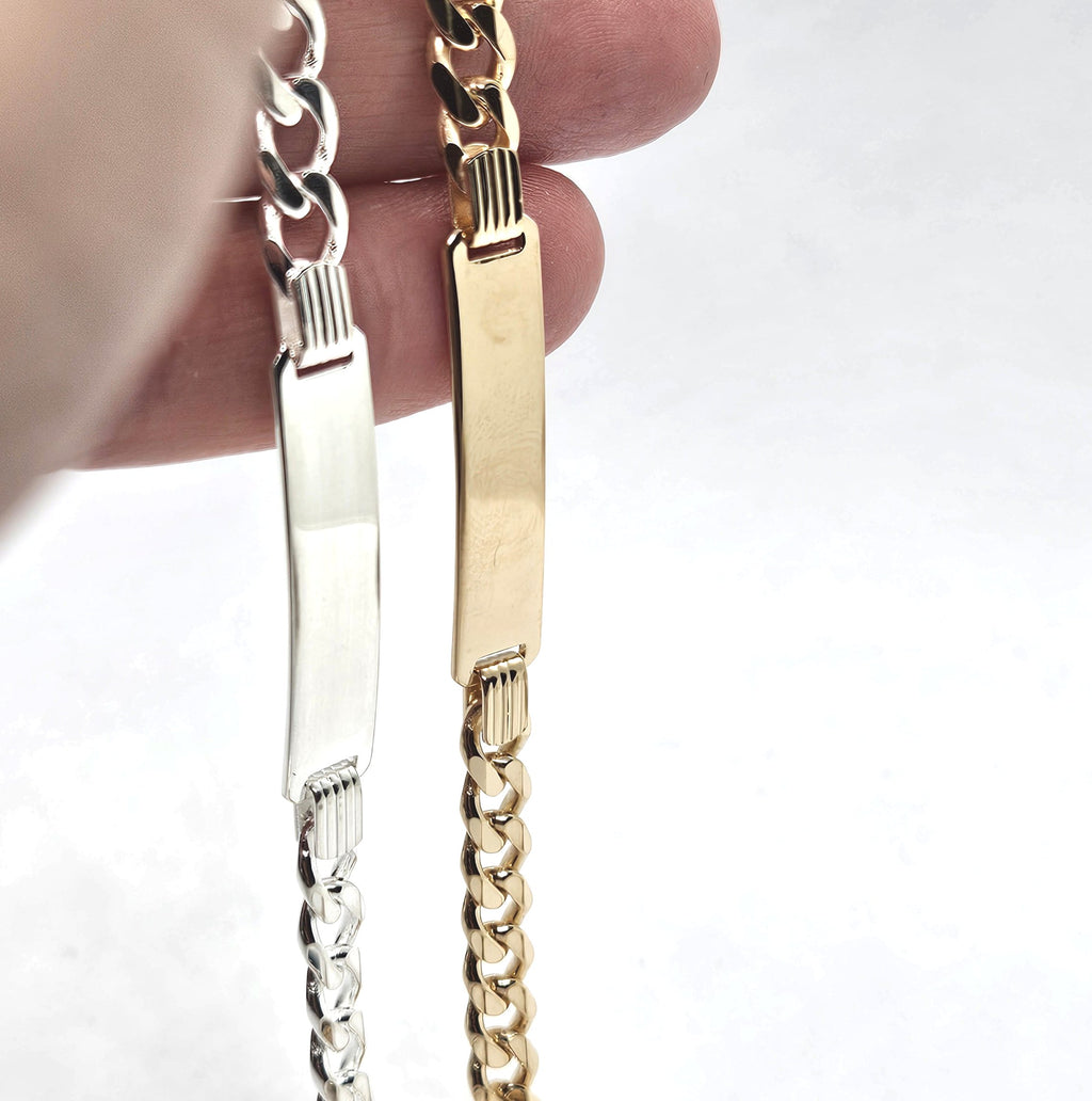 Sterling Silver Unisex Personalised ID Curb Bracelet - 6mm