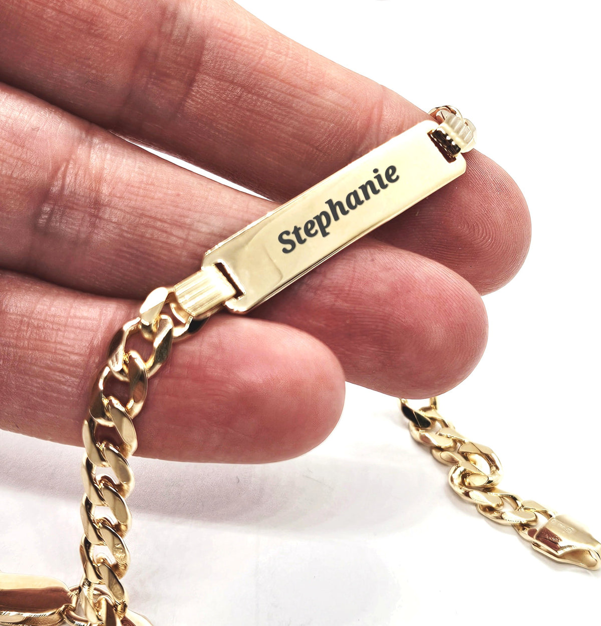 Sterling Silver Unisex Personalised ID Curb Bracelet - 6mm