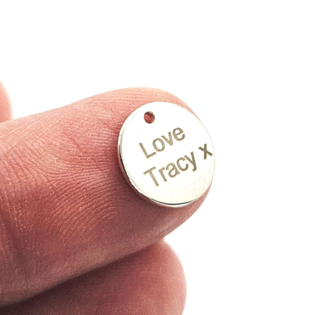 Sterling Silver Personalised Small Round Tag Pendant Charm
