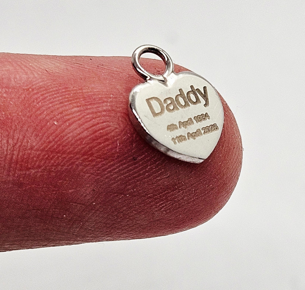 Sterling Silver Personalised Small Heart Tag Pendant Charm