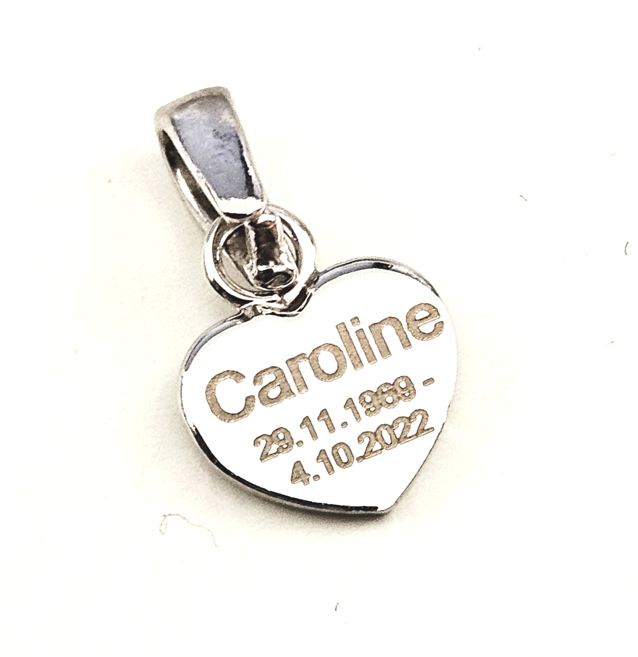 Sterling Silver Personalised Small Heart Tag Pendant Charm
