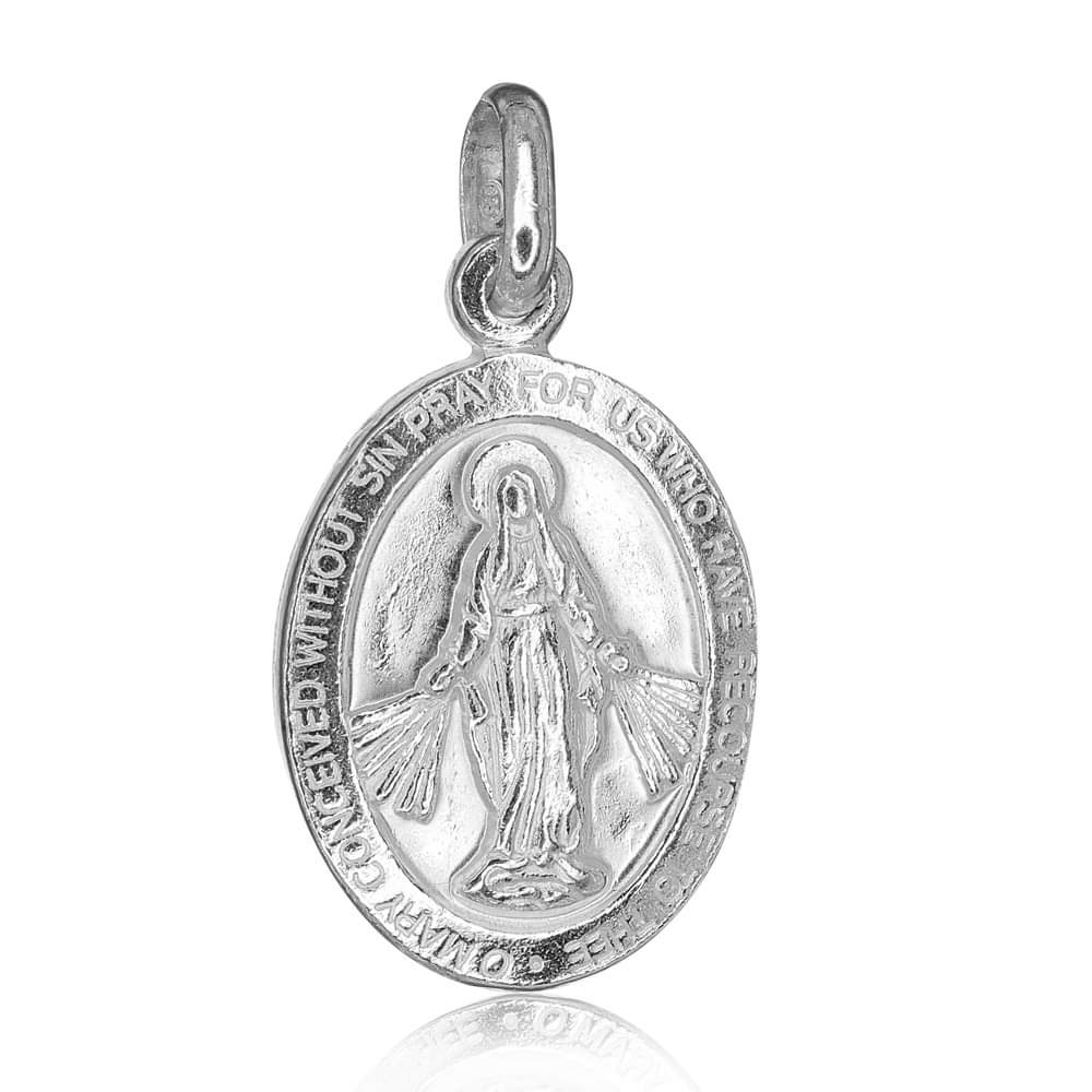 Sterling Silver Religious Catholic Miraculous Virgin Mary Pendant Charm