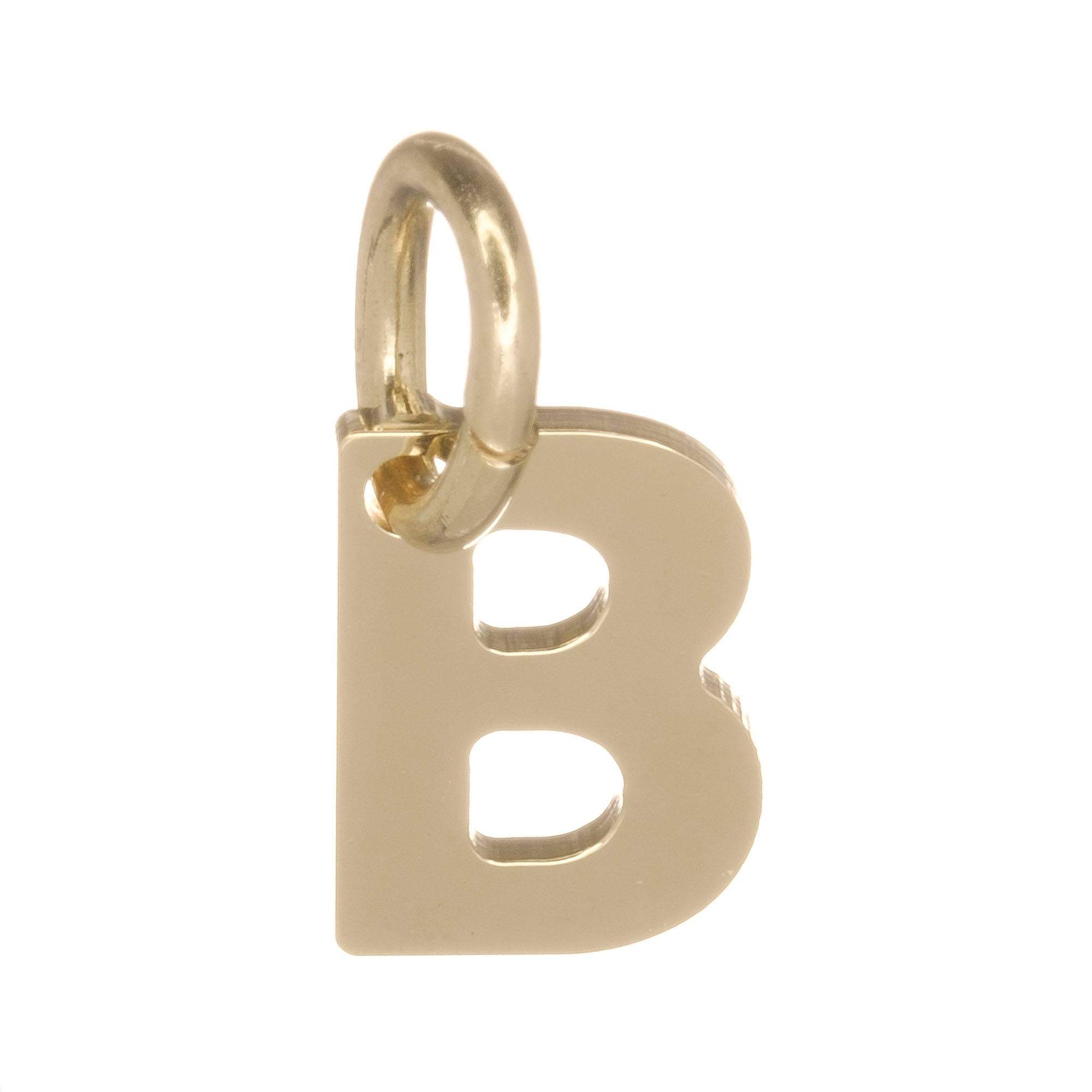 9ct Gold Alphabet Initial Charm Pendant - 14mm