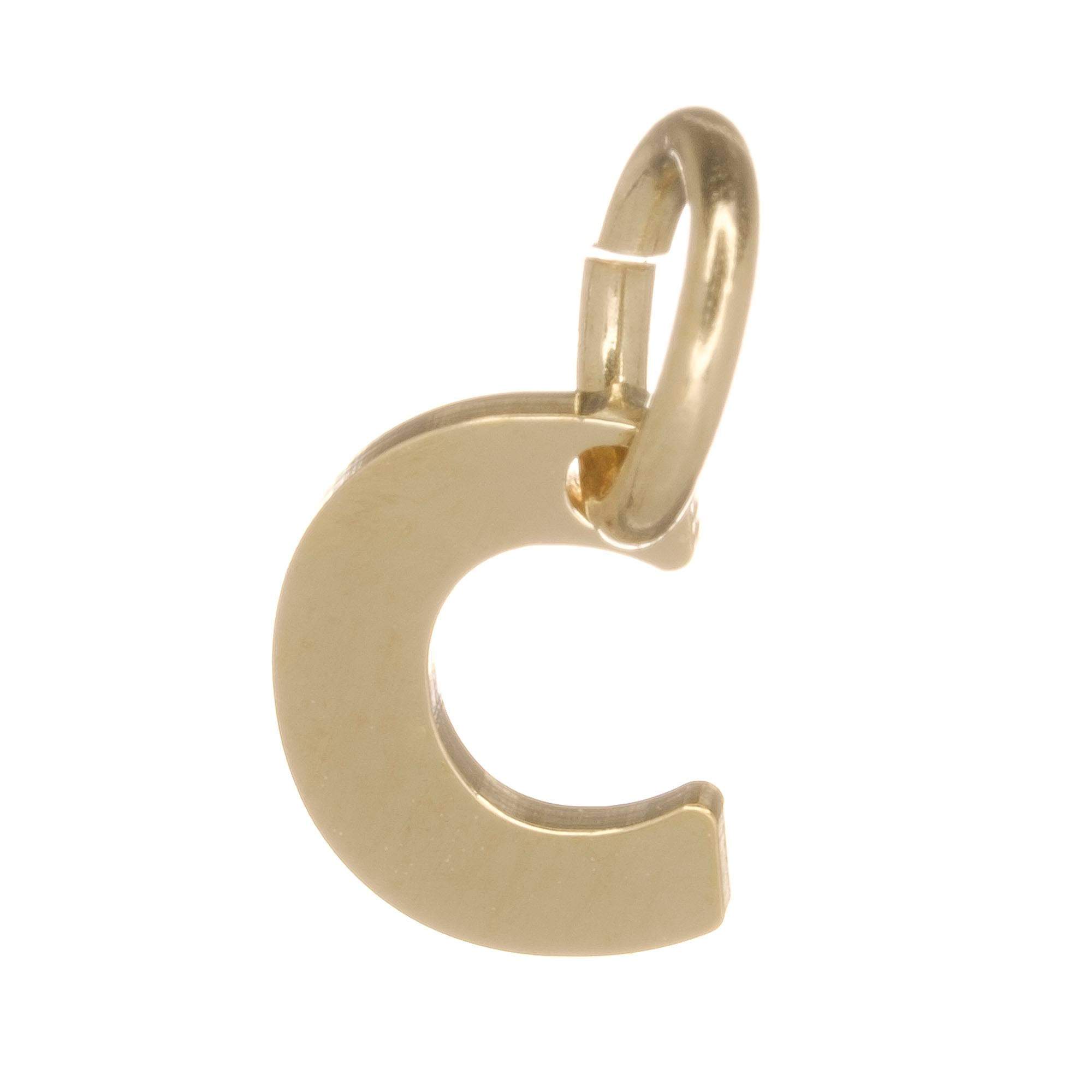 9ct Gold Alphabet Initial Charm Pendant - 14mm
