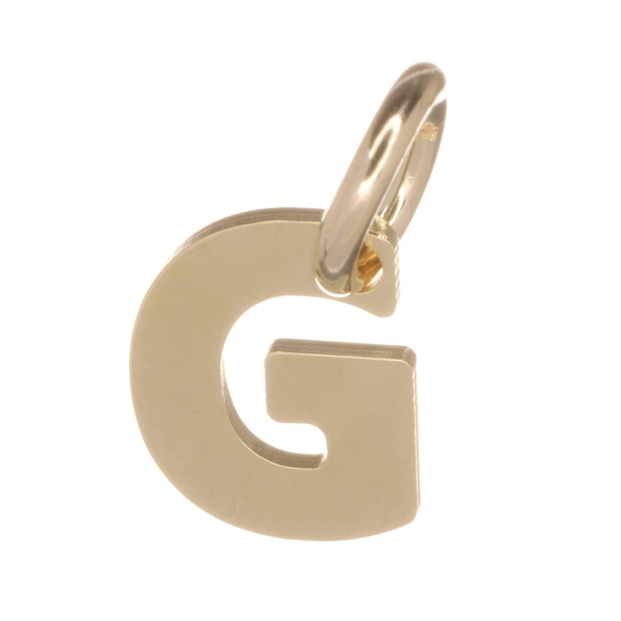9ct Gold Alphabet Initial Charm Pendant - 14mm