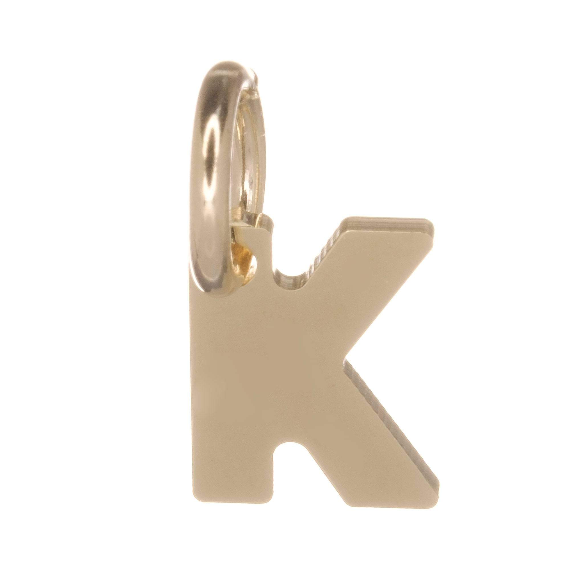 9ct Gold Alphabet Initial Charm Pendant - 14mm