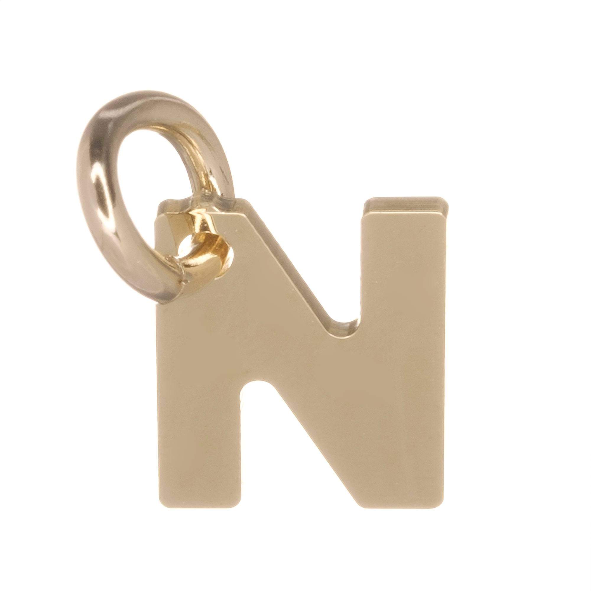 9ct Gold Alphabet Initial Charm Pendant - 14mm