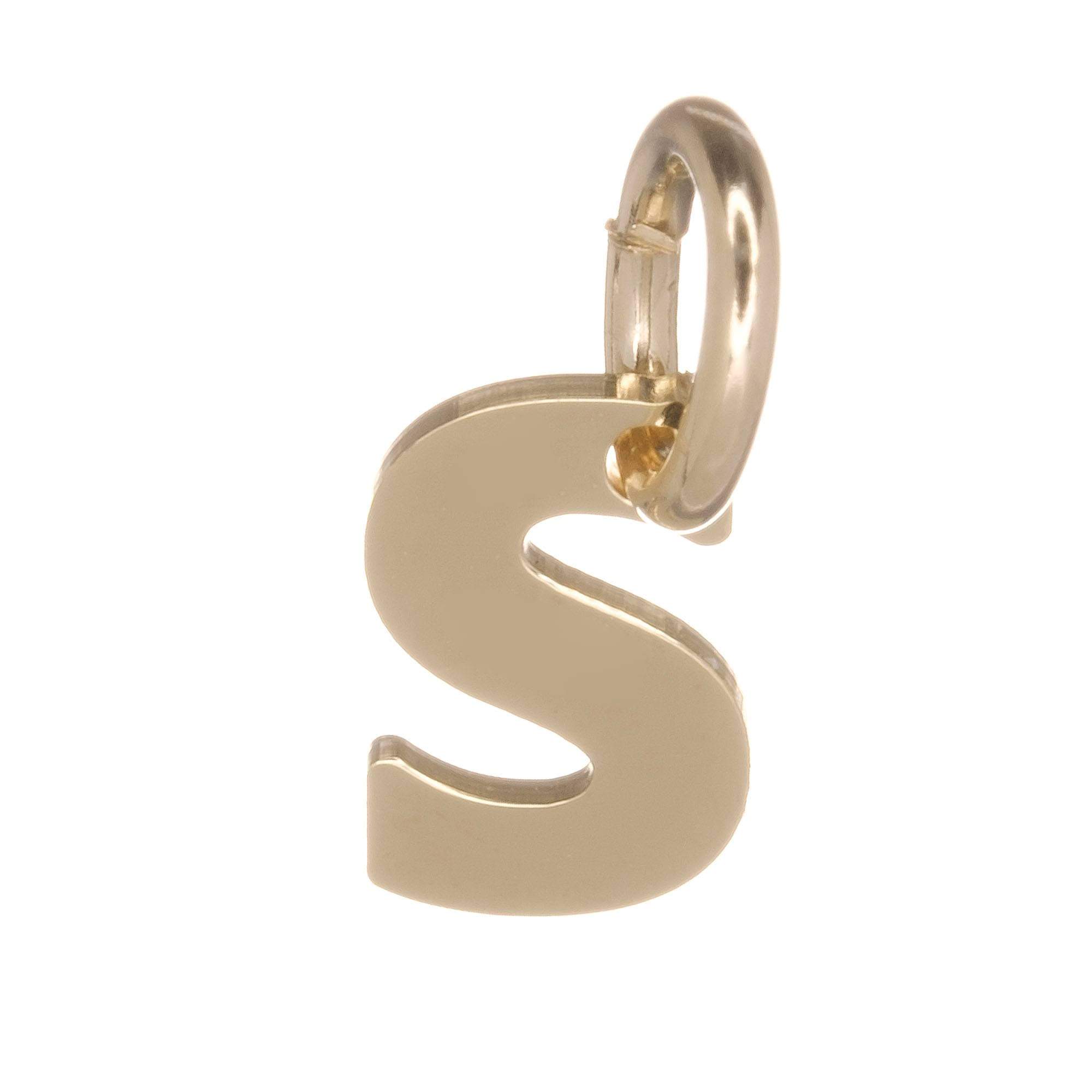 9ct Gold Alphabet Initial Charm Pendant - 14mm