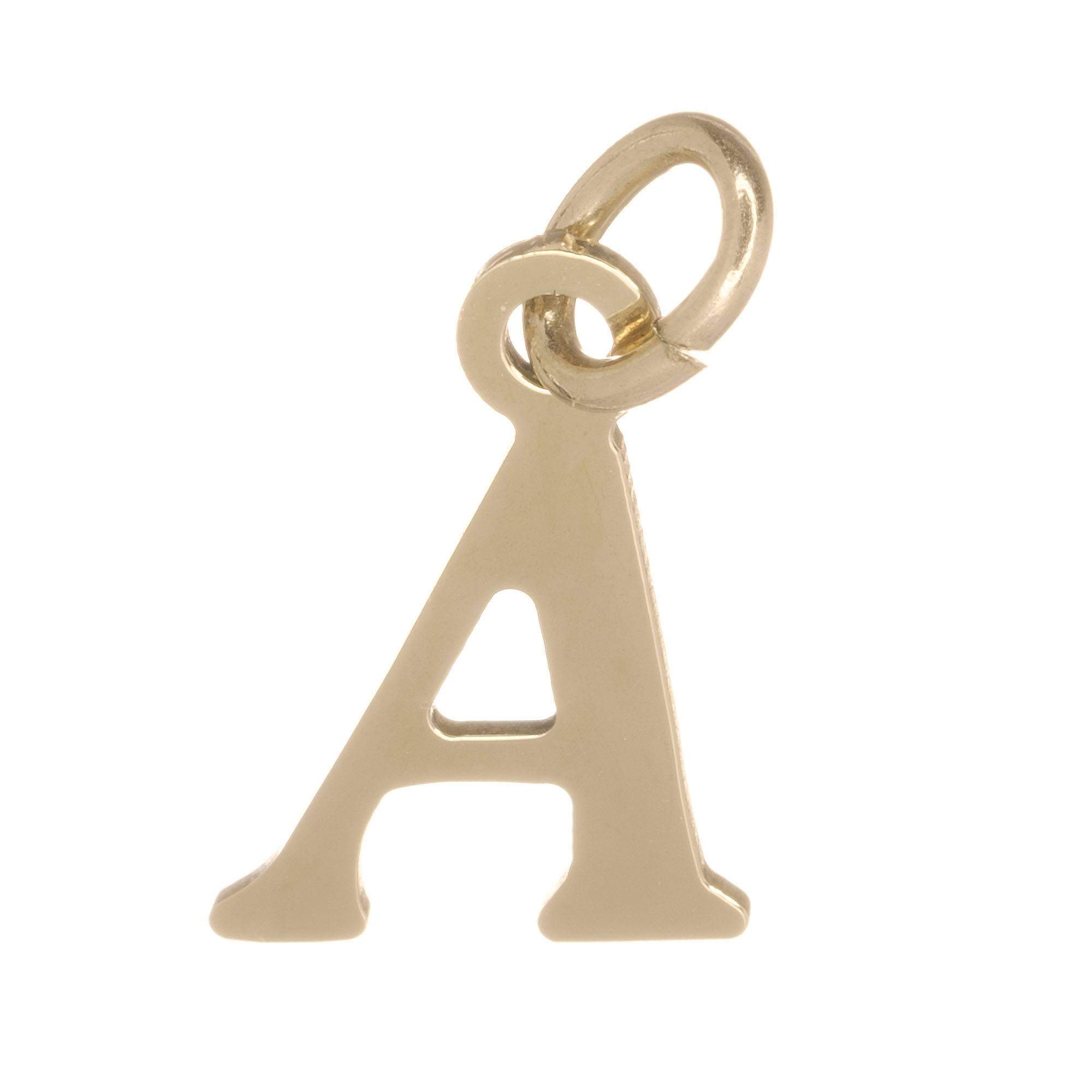 18ct Gold on 925 Sterling Silver Alphabet Initial Charm Pendant - 17mm