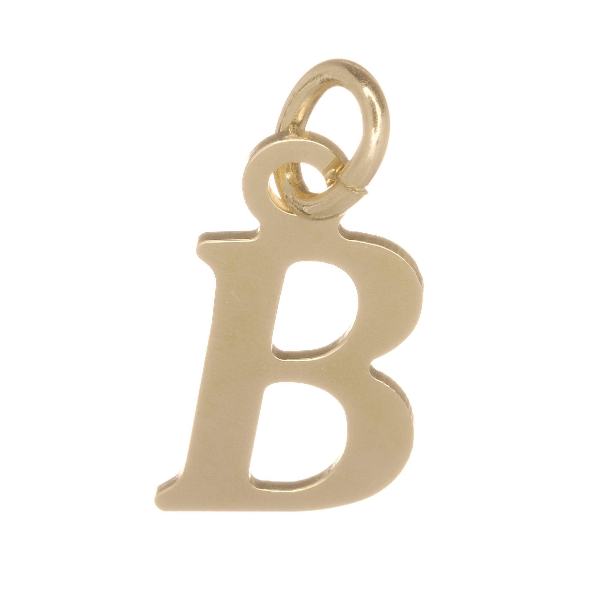 18ct Gold on 925 Sterling Silver Alphabet Initial Charm Pendant - 17mm