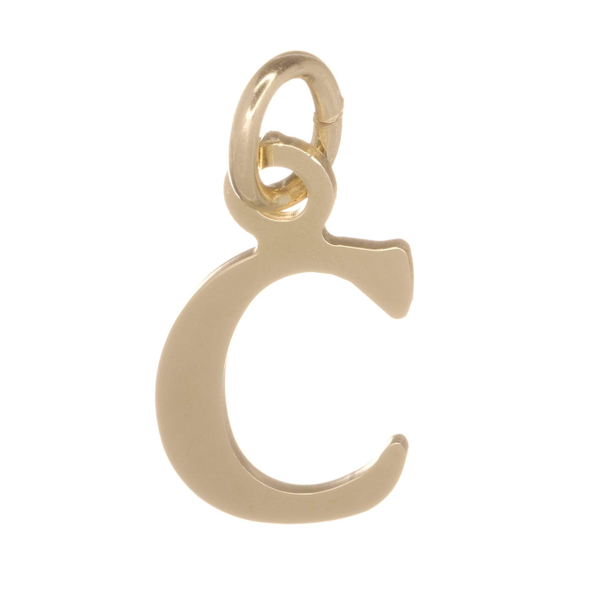 18ct Gold on 925 Sterling Silver Alphabet Initial Charm Pendant - 17mm