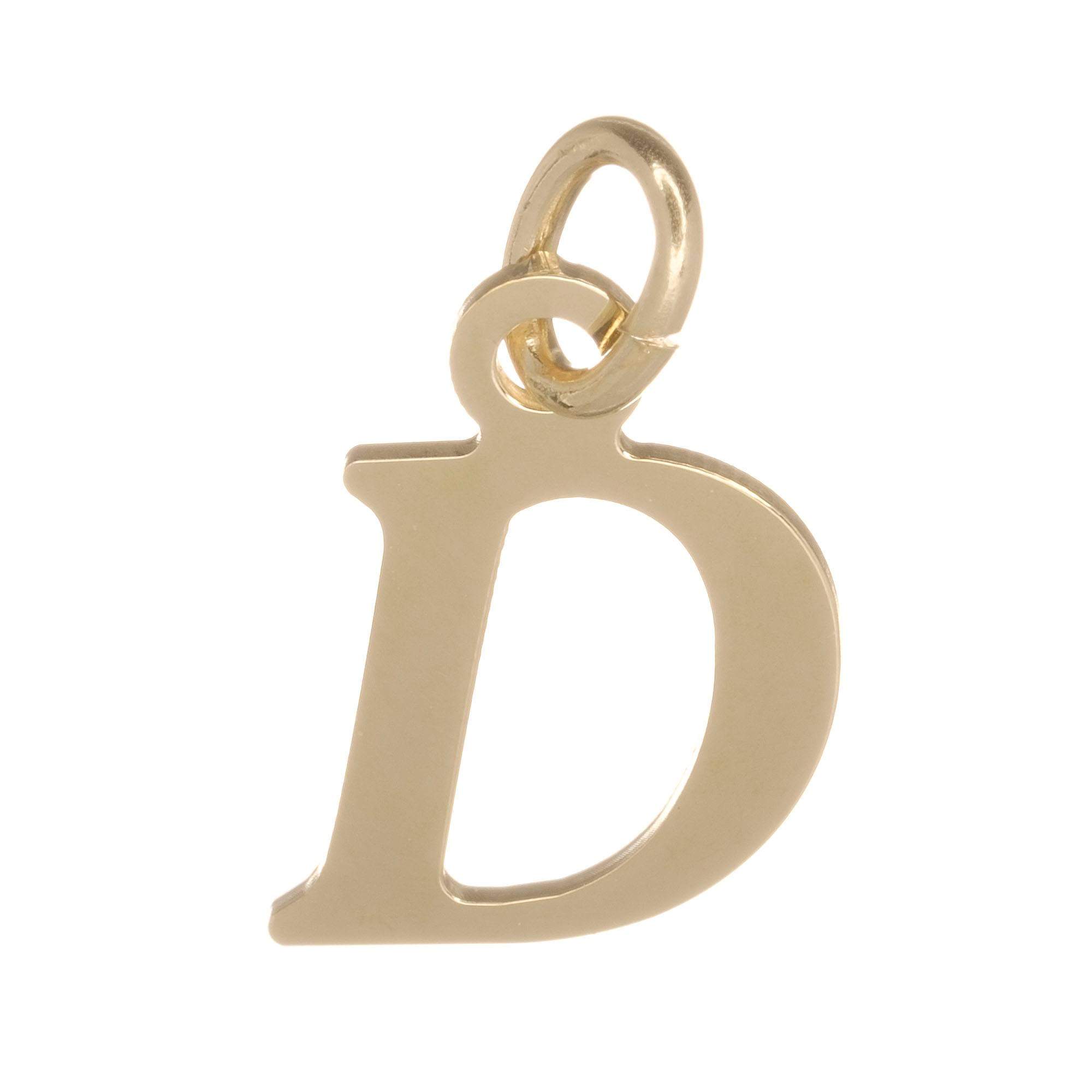 18ct Gold on 925 Sterling Silver Alphabet Initial Charm Pendant - 17mm