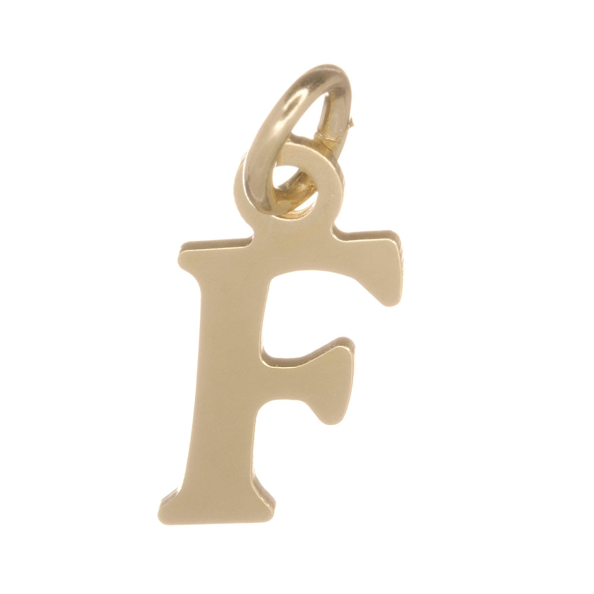 18ct Gold on 925 Sterling Silver Alphabet Initial Charm Pendant - 17mm
