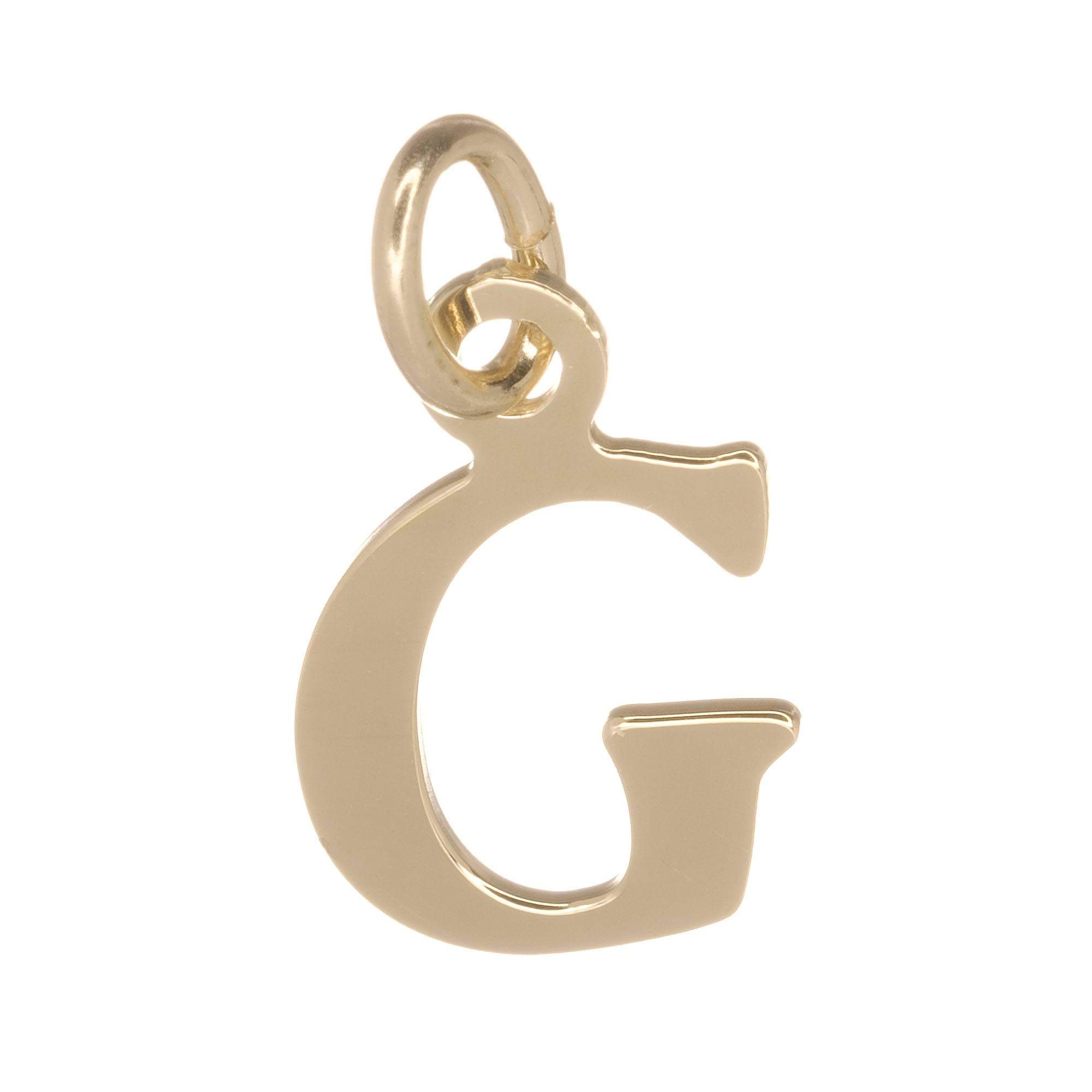 18ct Gold on 925 Sterling Silver Alphabet Initial Charm Pendant - 17mm